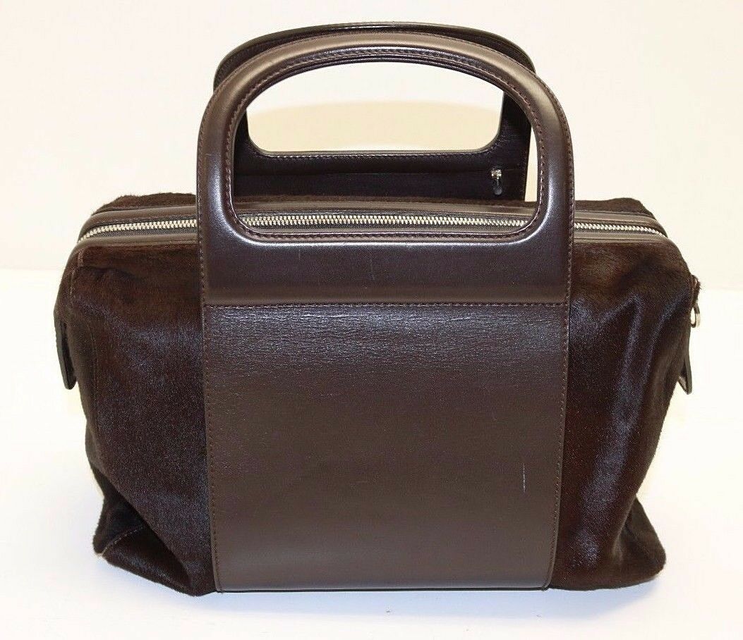 Salvatore Ferragamo AX-21 2834 Brown Pony Hair Boston Handbag - Image 4