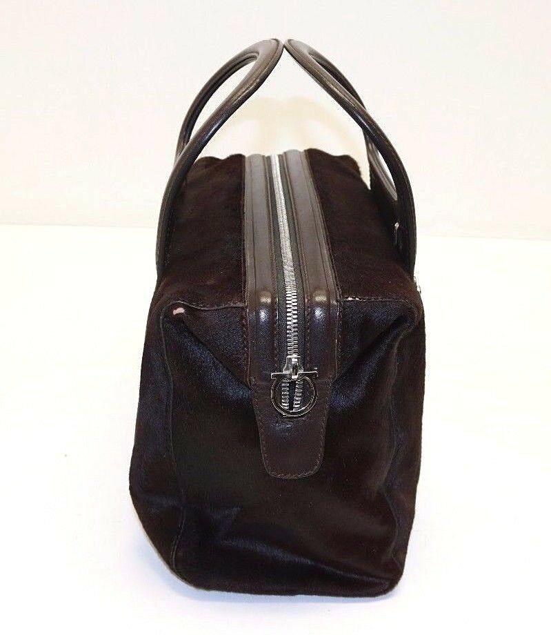 Salvatore Ferragamo AX-21 2834 Brown Pony Hair Boston Handbag - Image 5