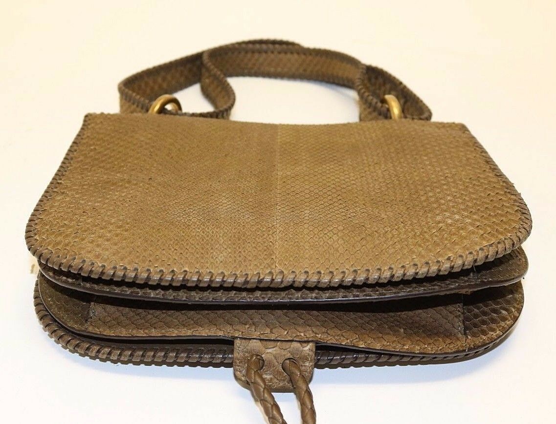 Salvatore Ferragamo Fossil Kamelia DH-21 E039 Brown Python Shoulder Bag - Image 4
