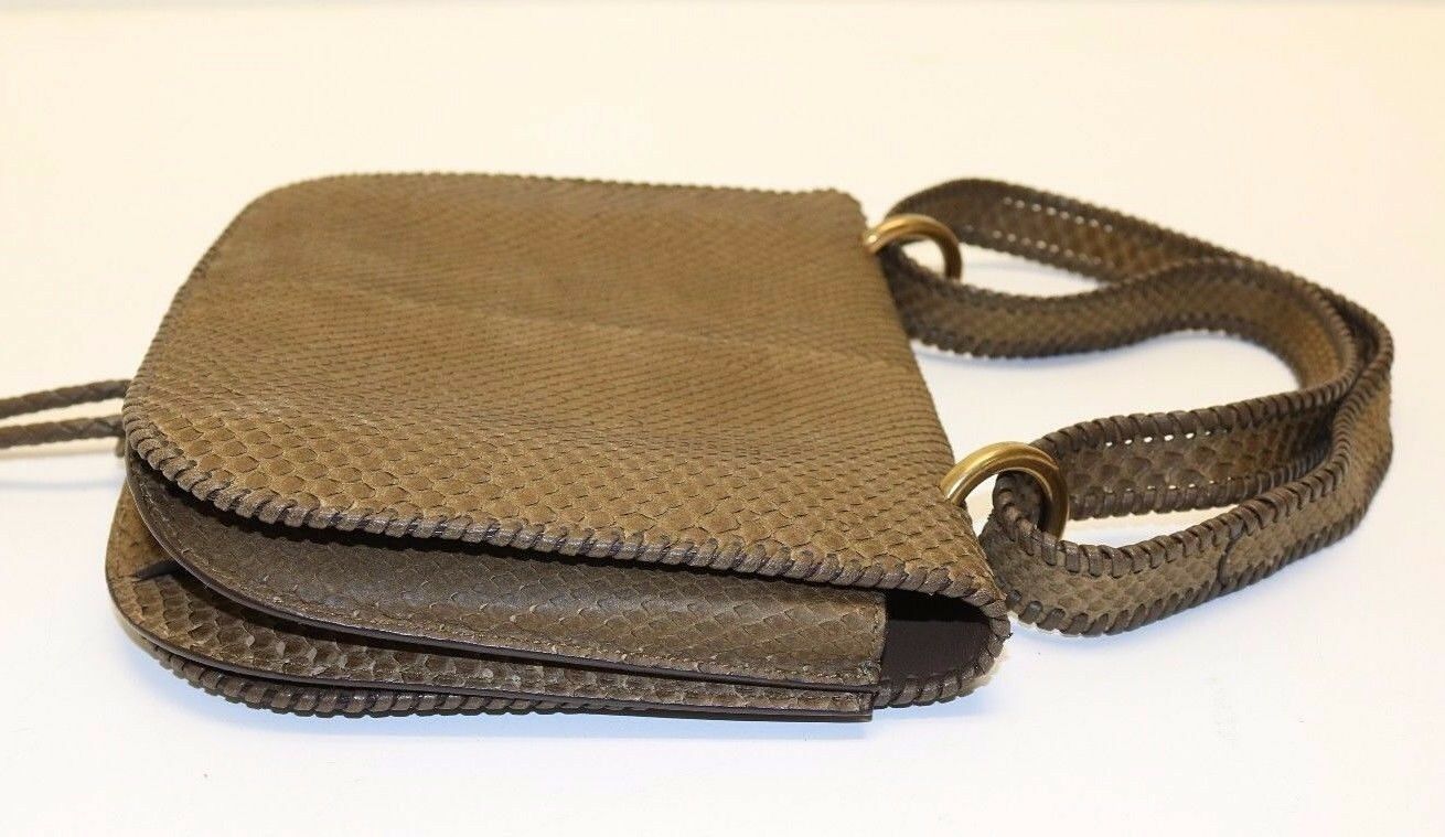 Salvatore Ferragamo Fossil Kamelia DH-21 E039 Brown Python Shoulder Bag - Image 5