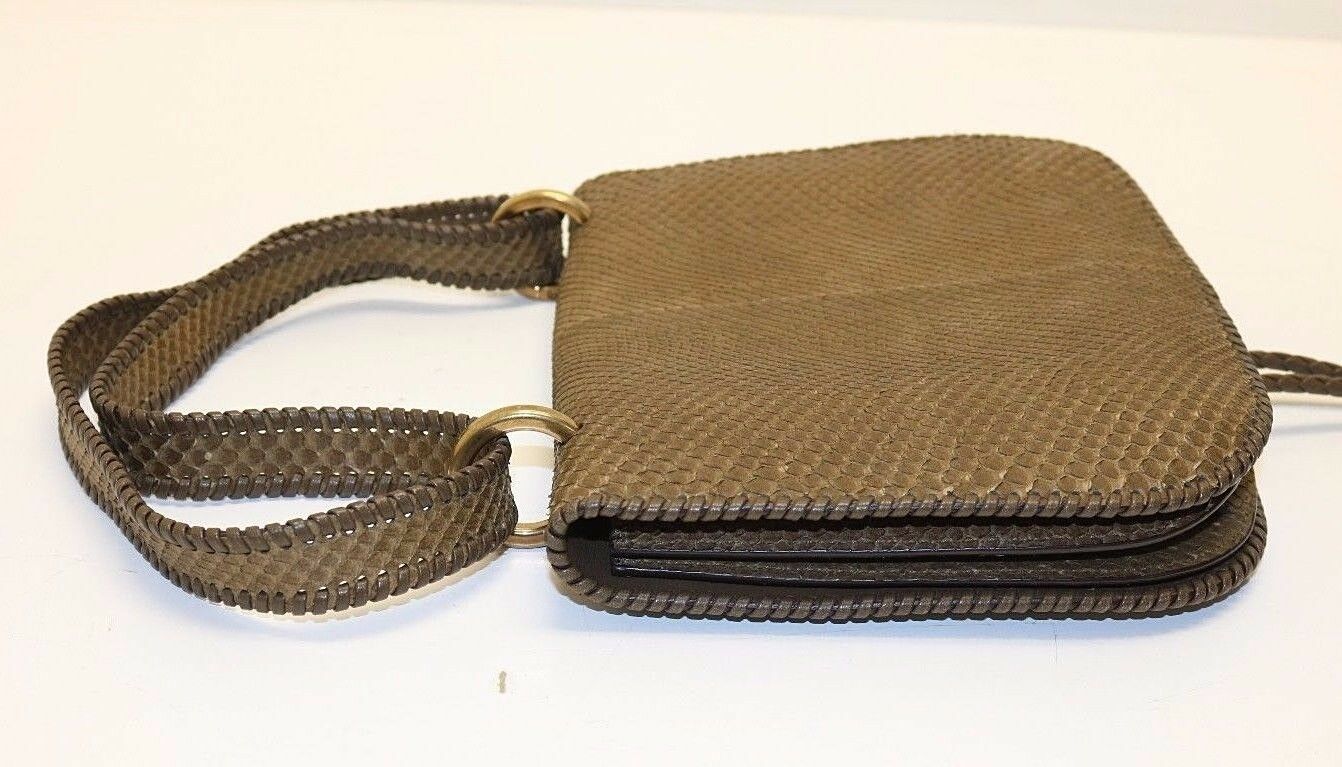 Salvatore Ferragamo Fossil Kamelia DH-21 E039 Brown Python Shoulder Bag - Image 6