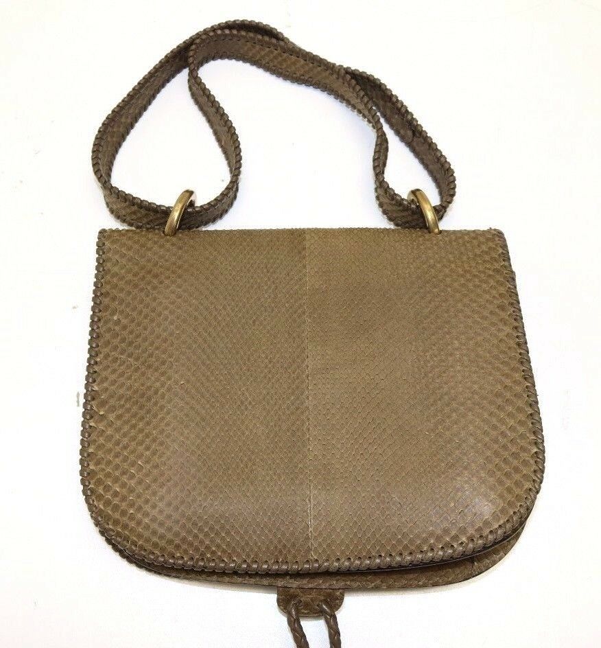 Salvatore Ferragamo Fossil Kamelia DH-21 E039 Brown Python Shoulder Bag - Image 8