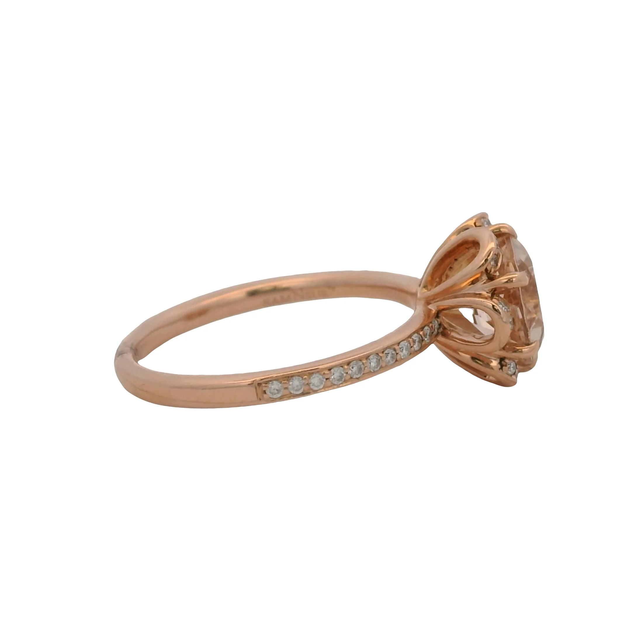 SamNSue 14kt Rose Gold Anemone Flower Morganite Engagement Ring With Diamonds Size 6.5 - Image 2