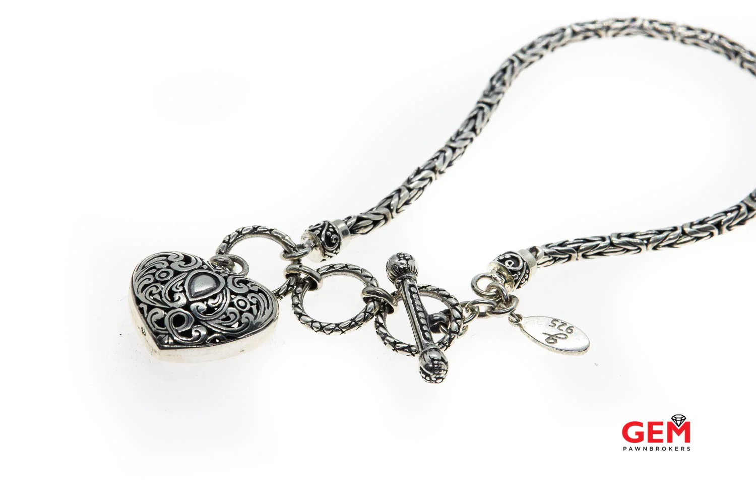 Samuel Benham Byzantine Toggle Lock 925 Sterling Silver Filigree 8.25" Bracelet - Image 3