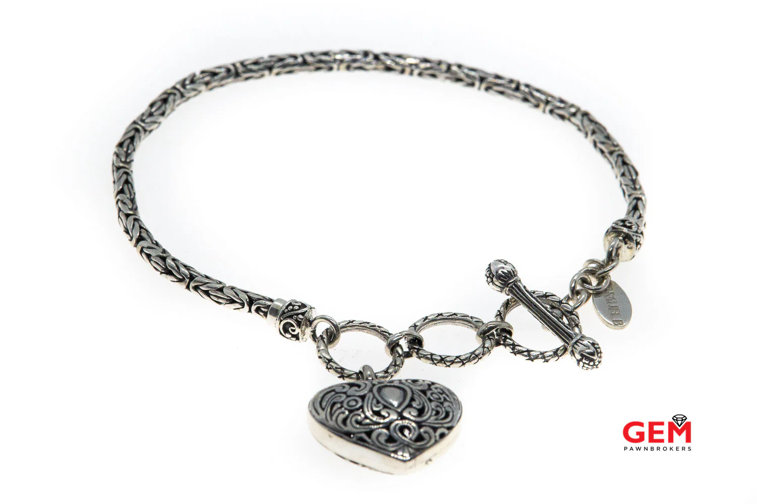 Samuel Benham Byzantine Toggle Lock 925 Sterling Silver Filigree 8.25" Bracelet - Image 4