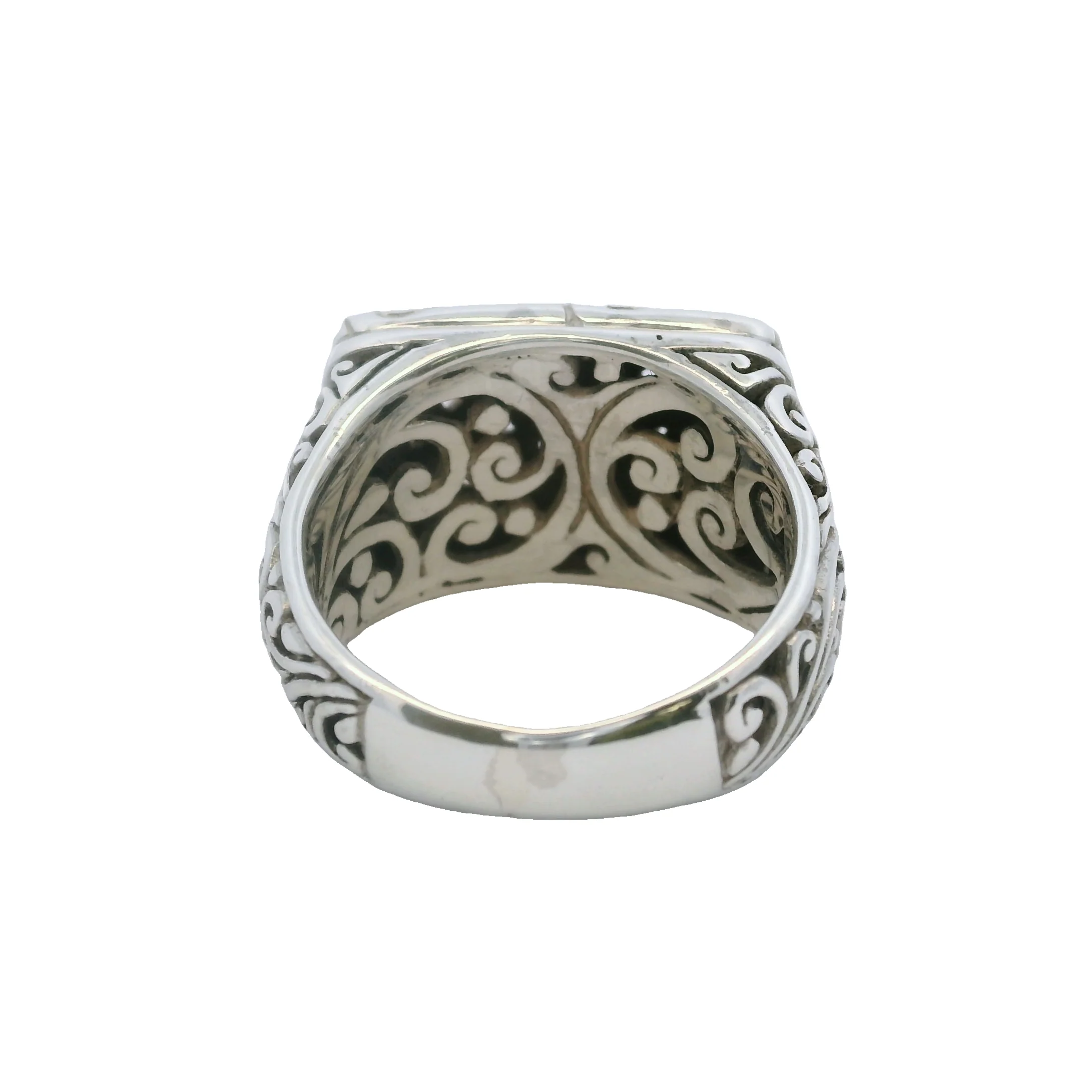 Sarda 925 Sterling Silver Nugget Style Rectangle Ring with Scroll Sides Size 7 - Image 4