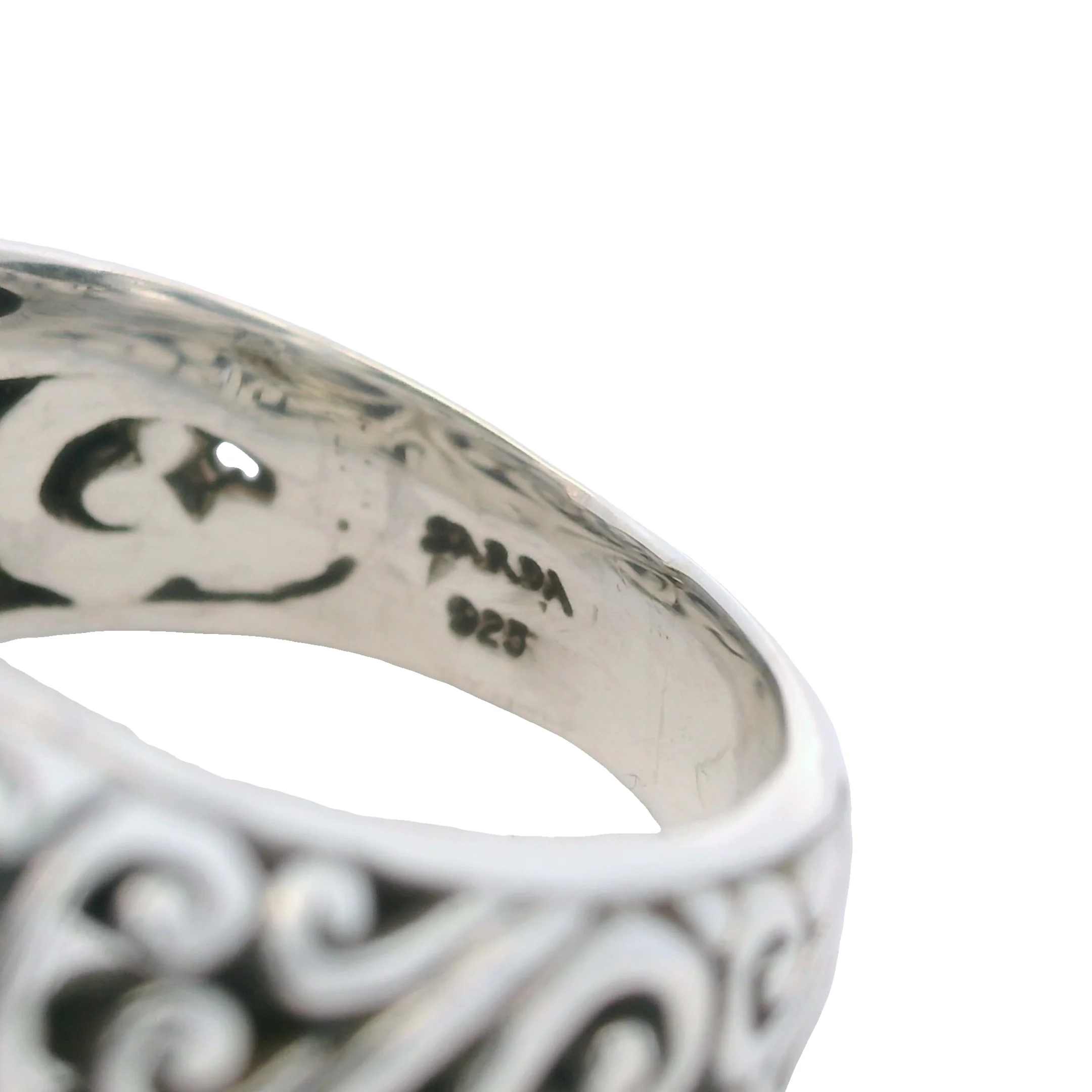 Sarda 925 Sterling Silver Nugget Style Rectangle Ring with Scroll Sides Size 7 - Image 5