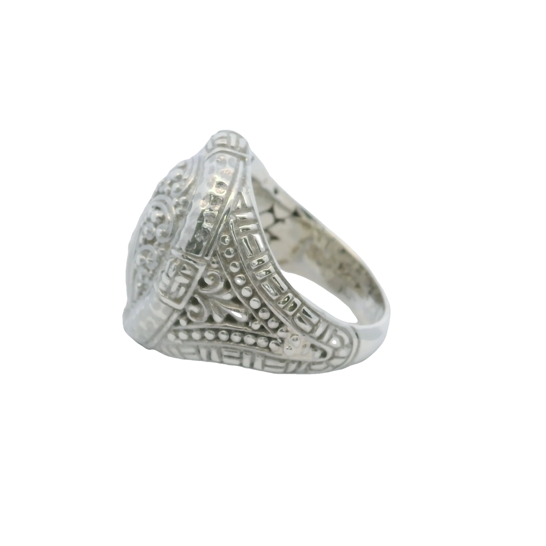 Sarda 925 Sterling Silver Swirl Pattern Oval Framed Ring Size 7 - Image 4