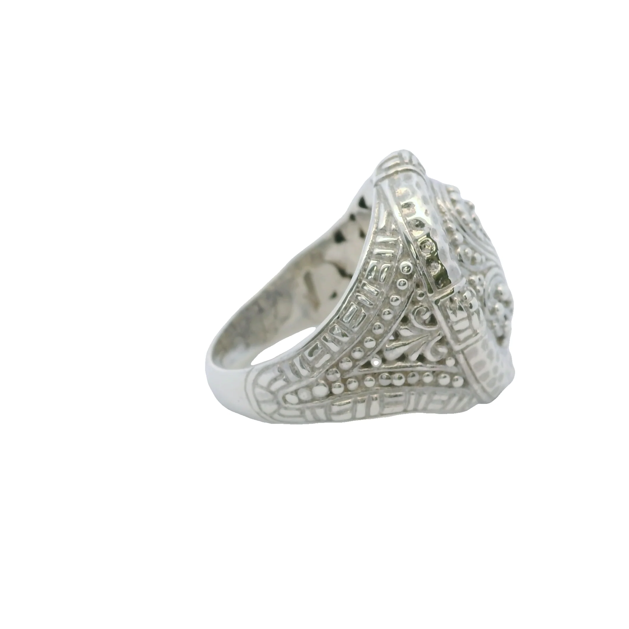Sarda 925 Sterling Silver Swirl Pattern Oval Framed Ring Size 7 - Image 5