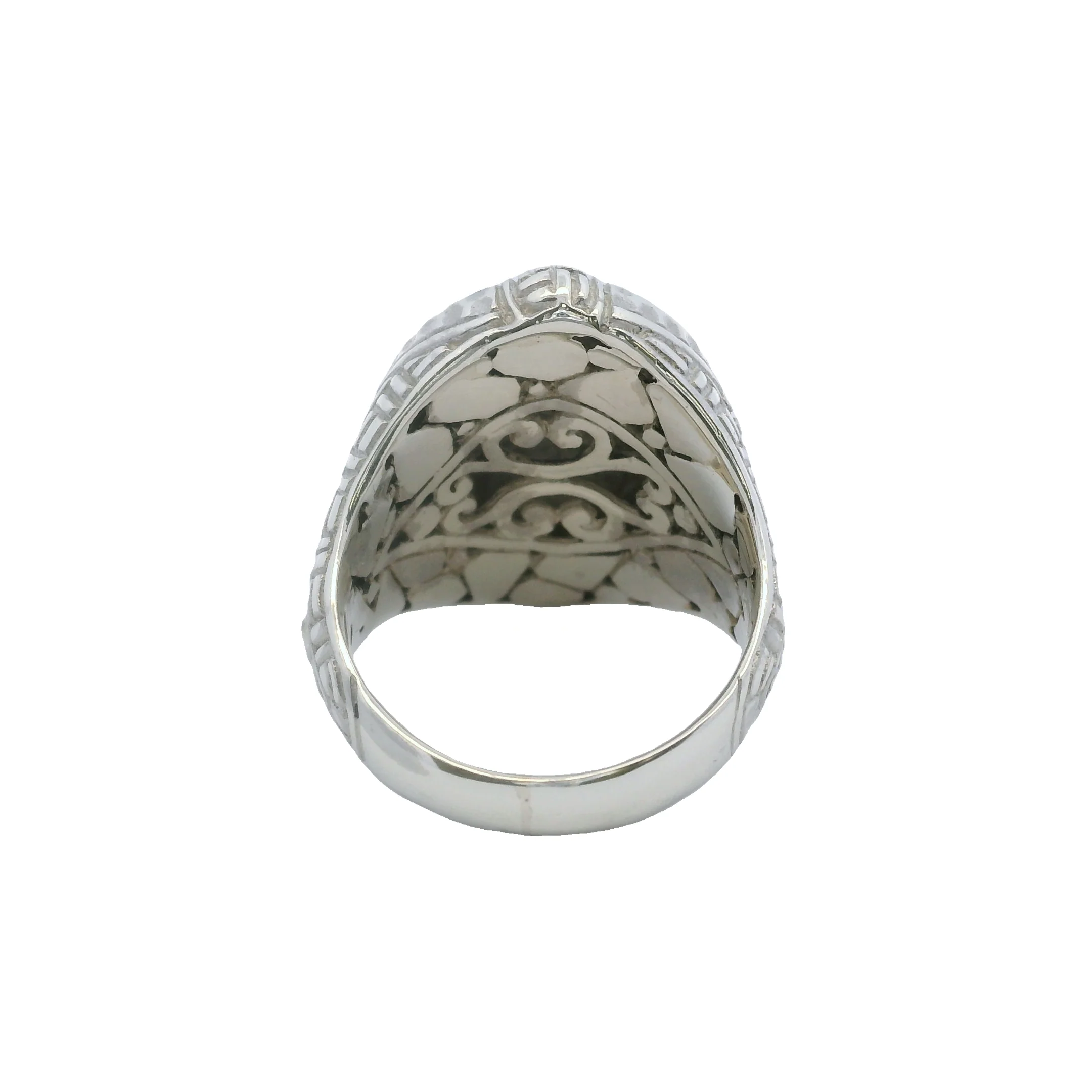 Sarda 925 Sterling Silver Swirl Pattern Oval Framed Ring Size 7 - Image 6