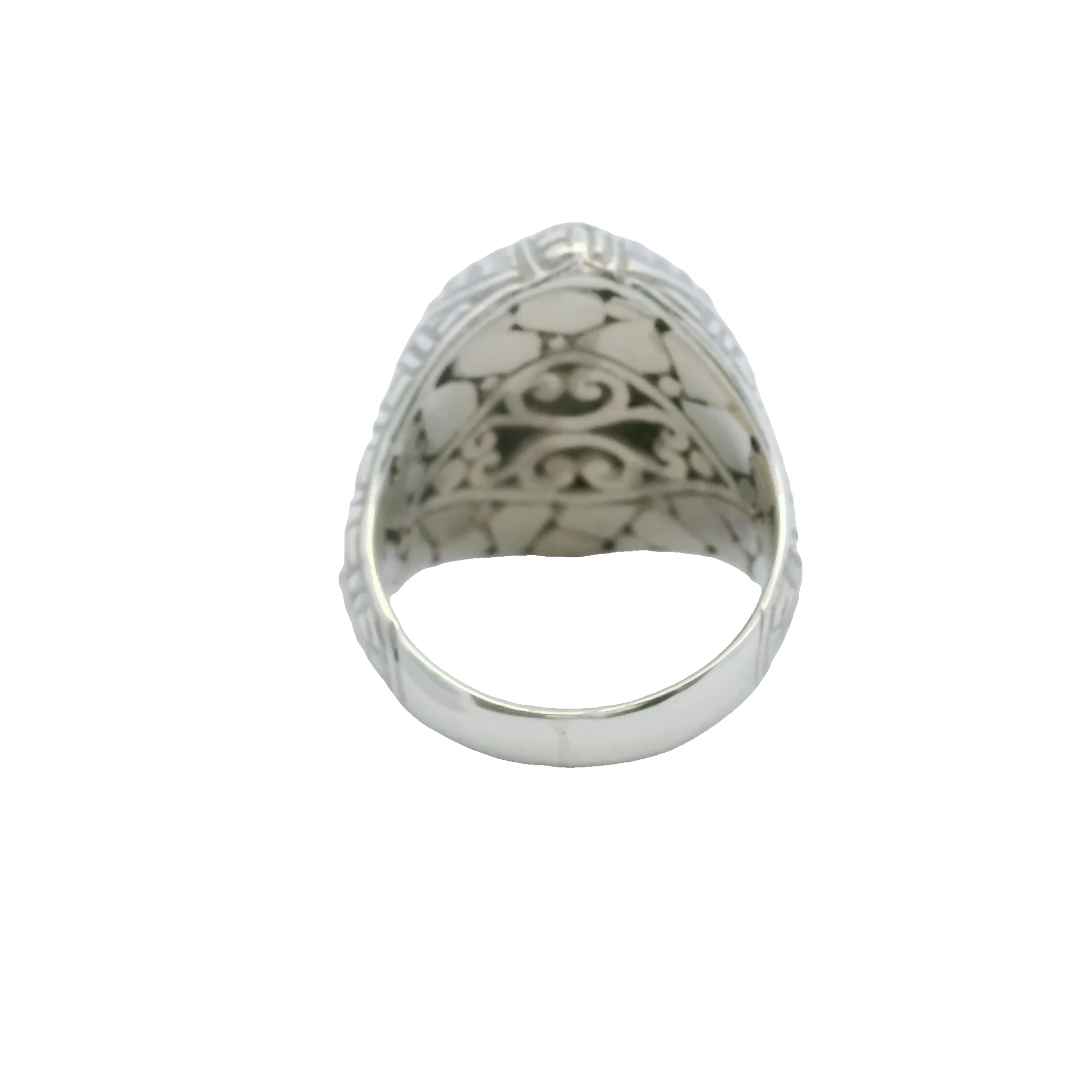 Sarda 925 Sterling Silver Swirl Pattern Oval Framed Ring Size 7 - Image 7