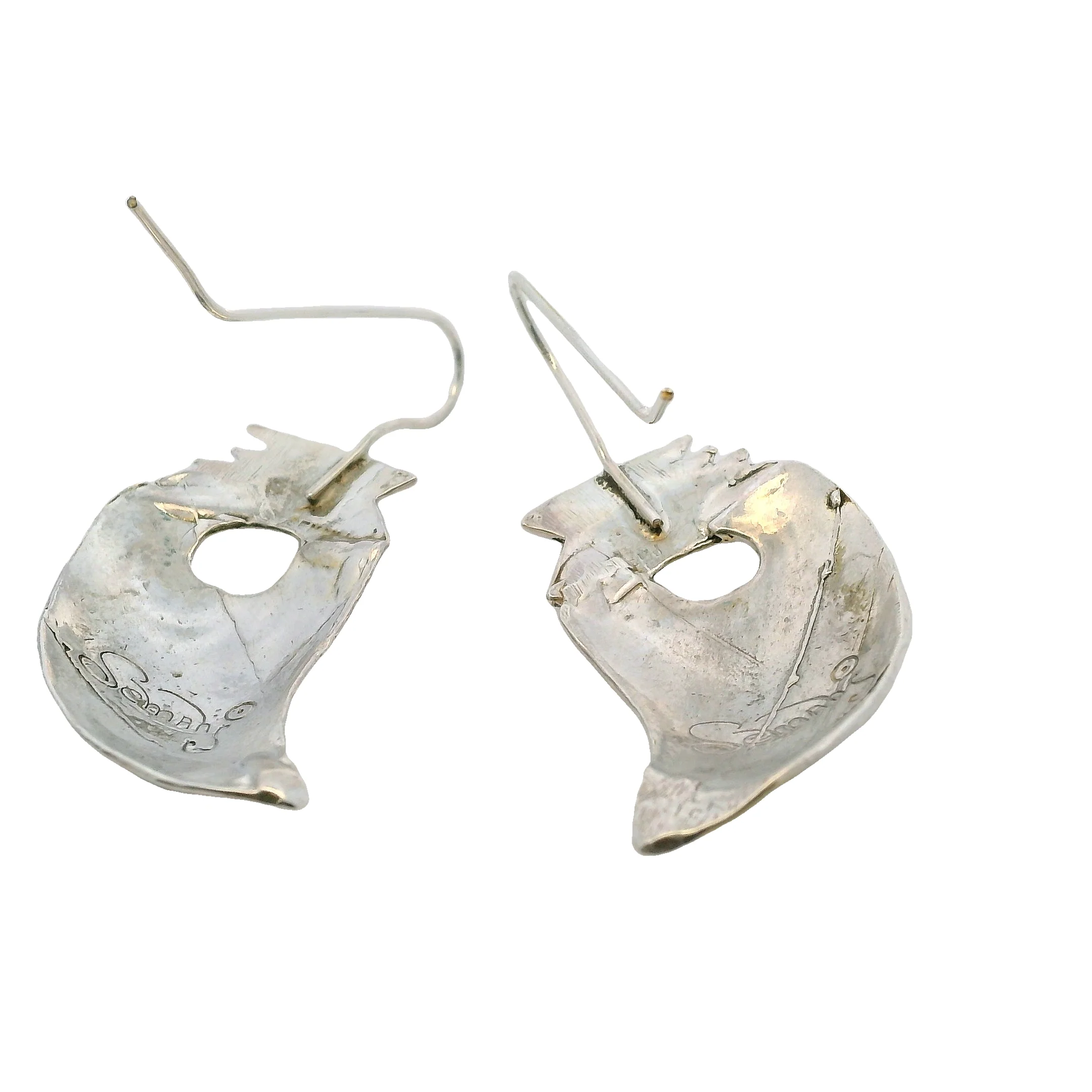 Seman's 925 Sterling Silver Eye of Ra/Horus Large Drop Hook Earrings - Image 4