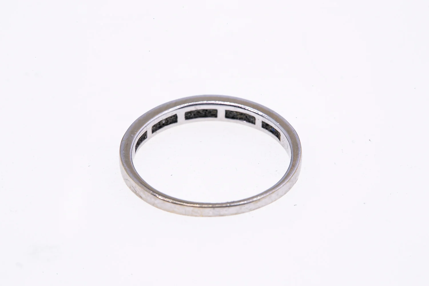 Shane Co 3mm Diamond & Sapphire Half Eternity Band 14K 585 White Gold Ring Sz 7 - Image 4