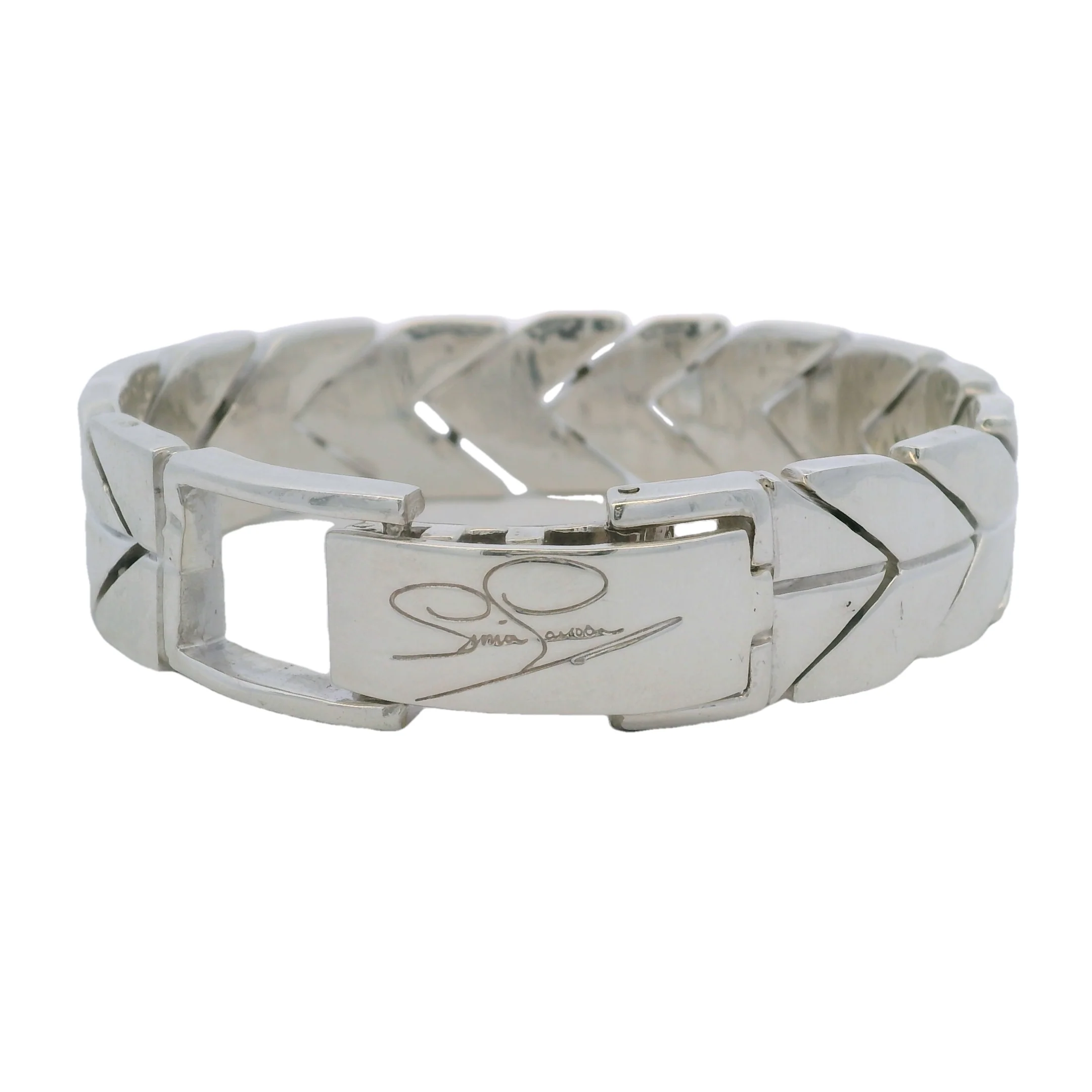 Sima P 925 Sterling Silver Large Herringbone Pattern Chain Heavy 72g 7" Bracelet - Image 2