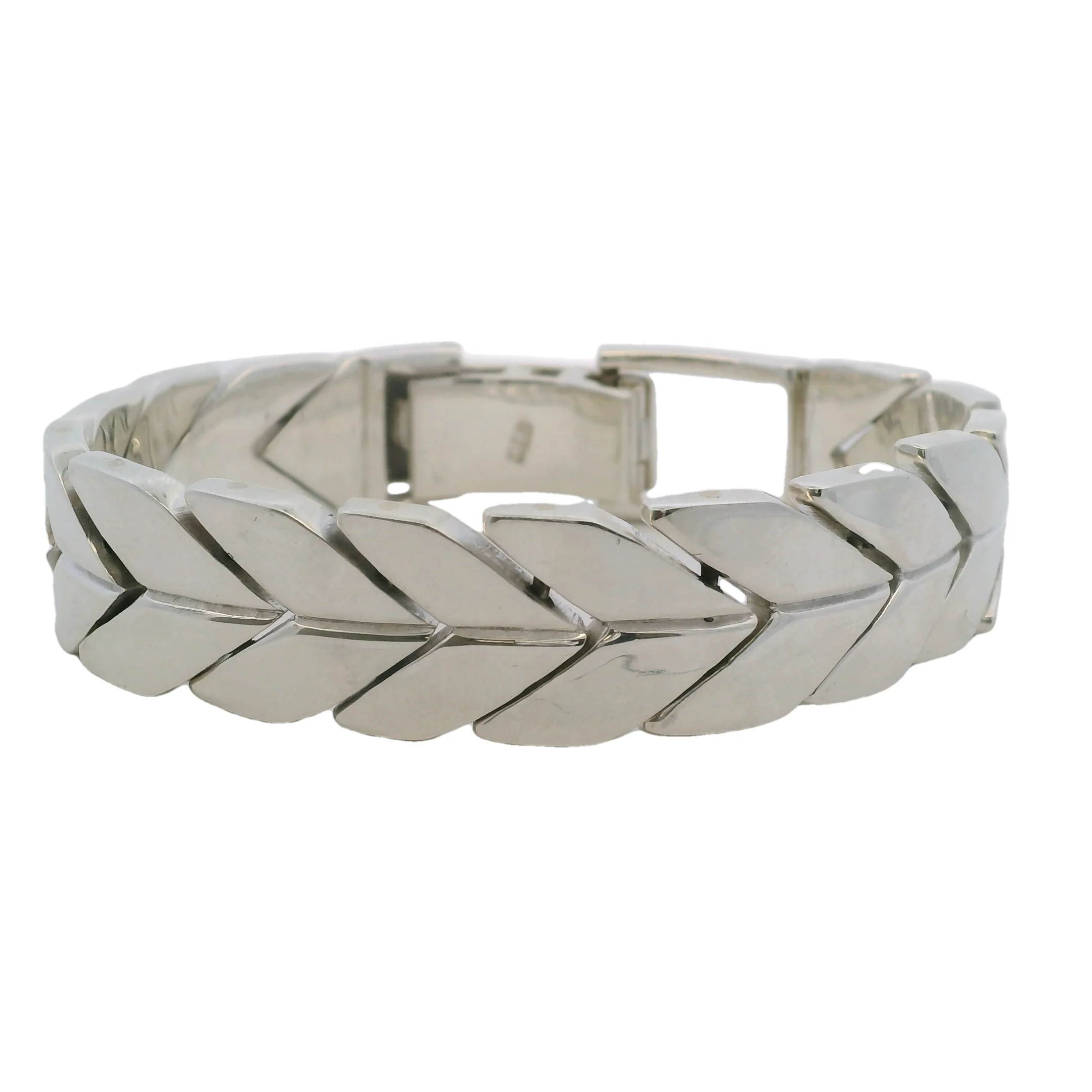 Sima P 925 Sterling Silver Large Herringbone Pattern Chain Heavy 72g 7" Bracelet - Image 3