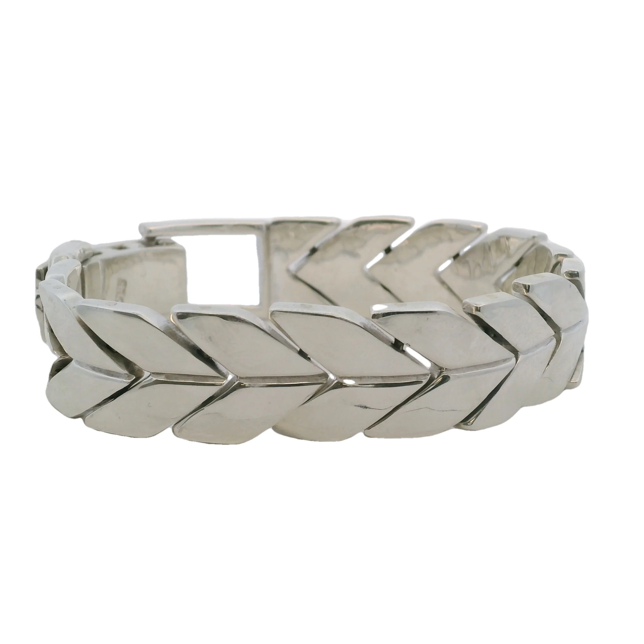 Sima P 925 Sterling Silver Large Herringbone Pattern Chain Heavy 72g 7" Bracelet - Image 4