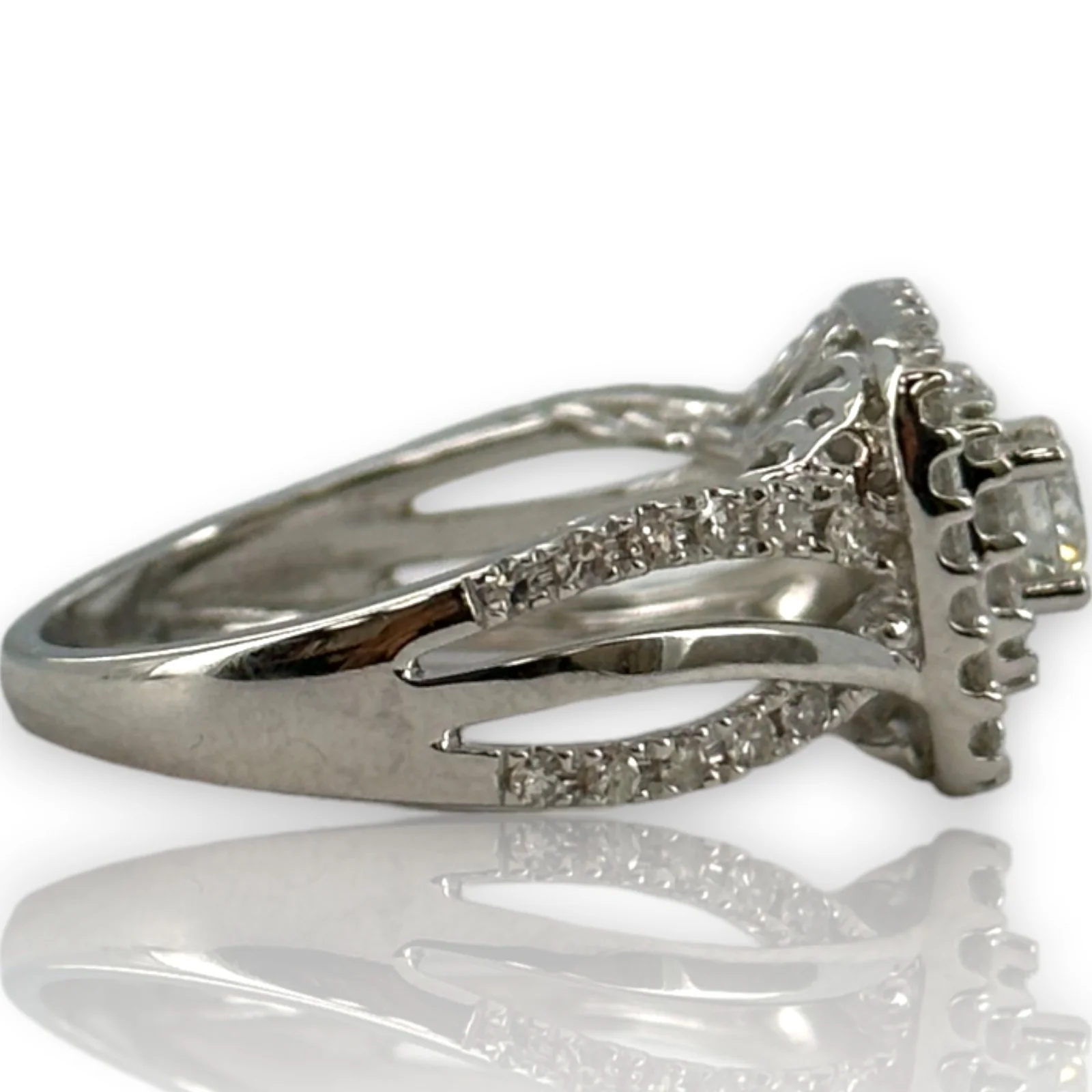 Simply Vera Vera Wang 14kt White Gold Double Halo Diamond Engagement Ring with Diamond Crossover Band Size 7 - Image 2