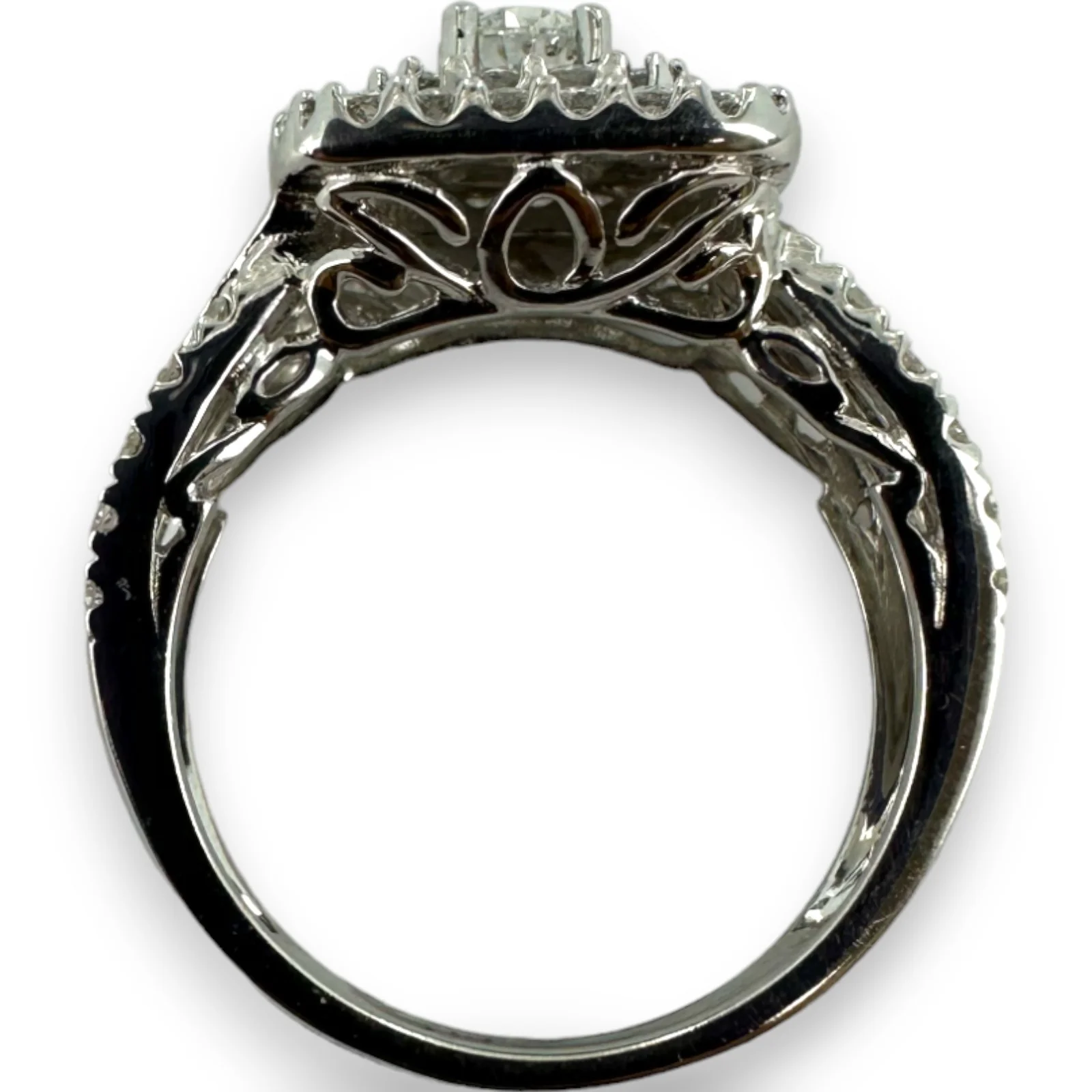 Simply Vera Vera Wang 14kt White Gold Double Halo Diamond Engagement Ring with Diamond Crossover Band Size 7 - Image 7