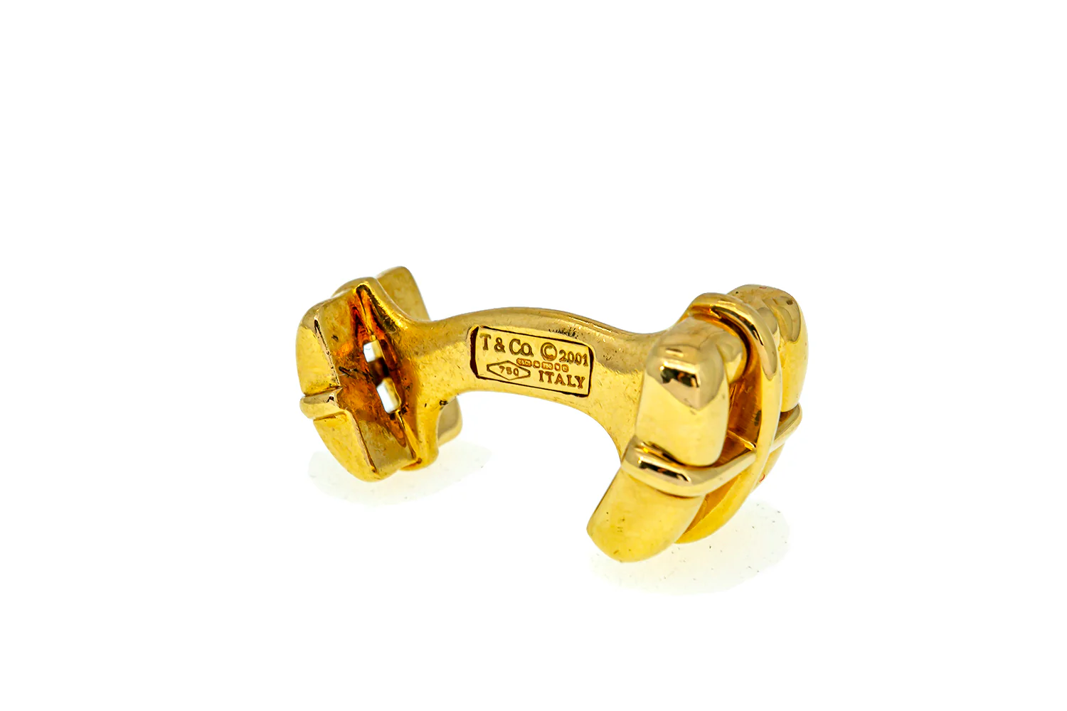 Single Tiffany & Co Biscayne Cuff Link 18K 750 Yellow Gold Cufflink - Image 3
