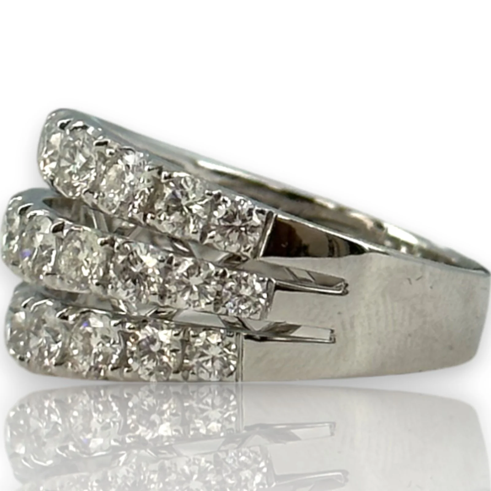SJM Jewelry Solid 14kt White Gold 11.5mm Wide Graduated White Diamond Cocktail Cluster Ring Size 7 - Image 3