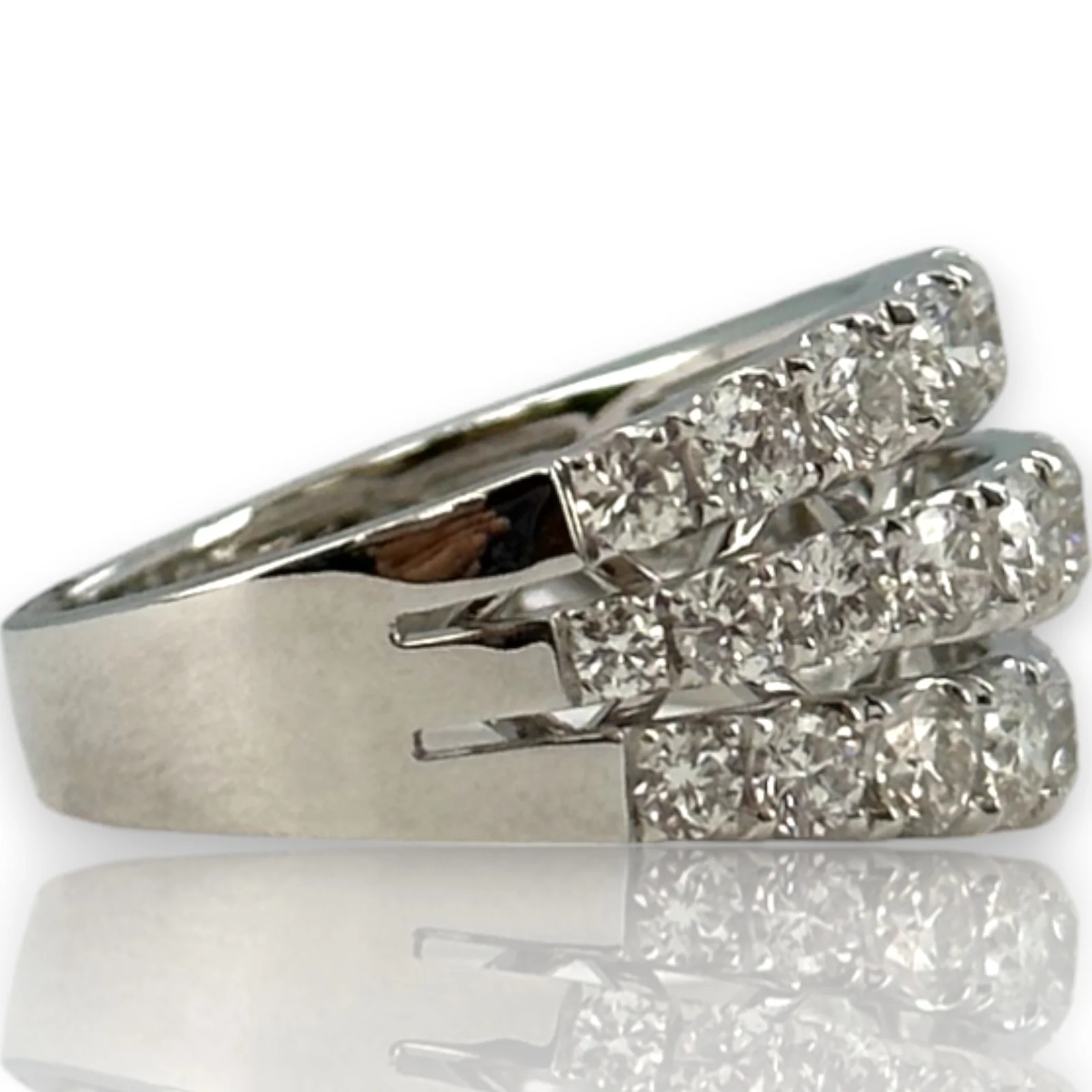 SJM Jewelry Solid 14kt White Gold 11.5mm Wide Graduated White Diamond Cocktail Cluster Ring Size 7 - Image 4