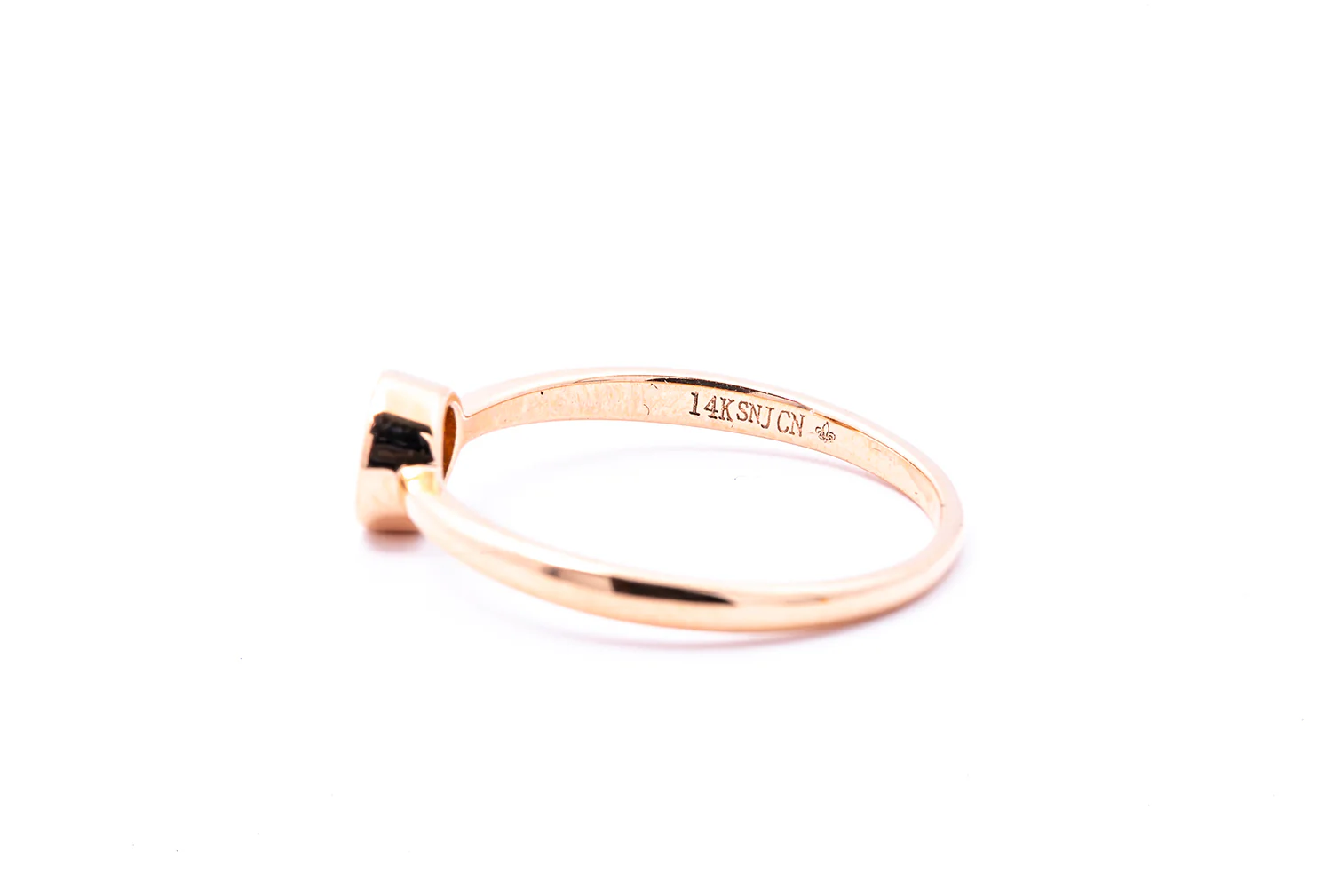 SNJ 6mm Diamond Pave Geometric Circle Wire Band 14K 585 Rose Gold Ring Size 7 - Image 5