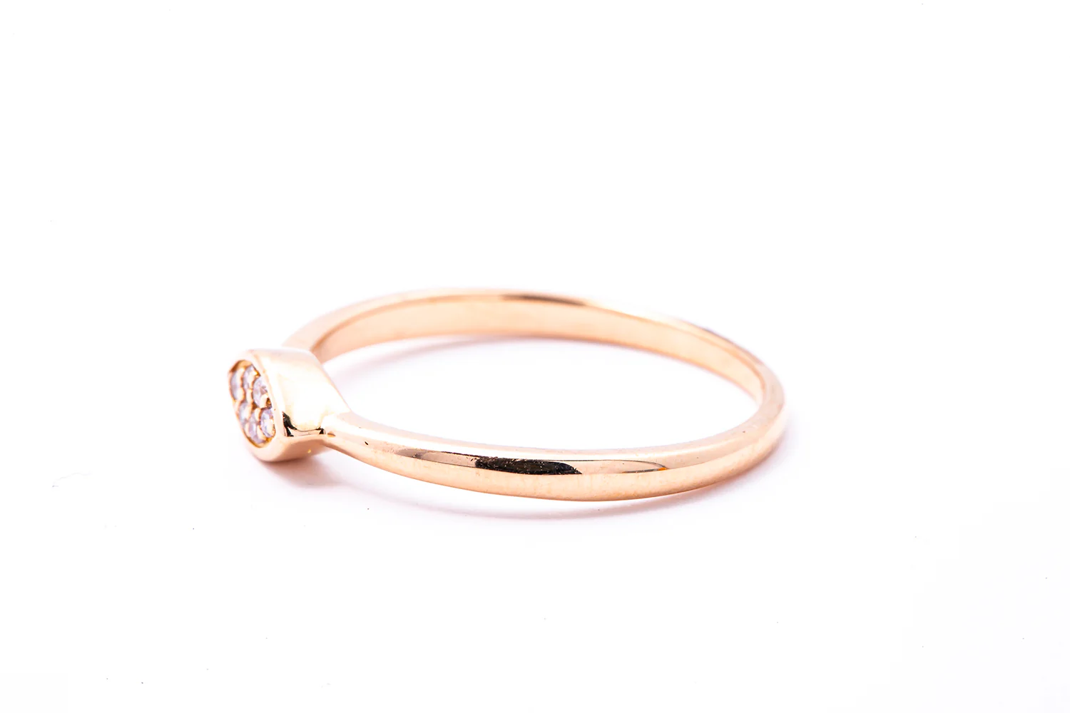 SNJ Diamond Pave 4mm Eye Ellipse Wire Band 14K 585 Rose Gold Ring Size 7 - Image 2