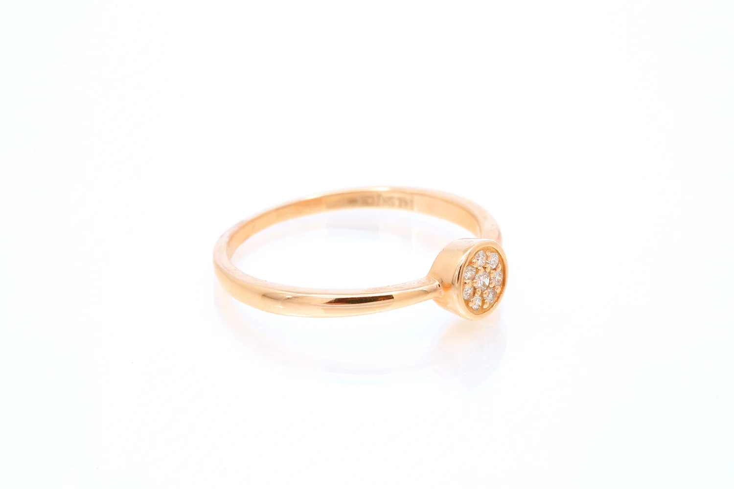 SNJ Geometric Stackable Circle Diamond 14k 585 Rose Gold Band Ring Size 7 - Image 4