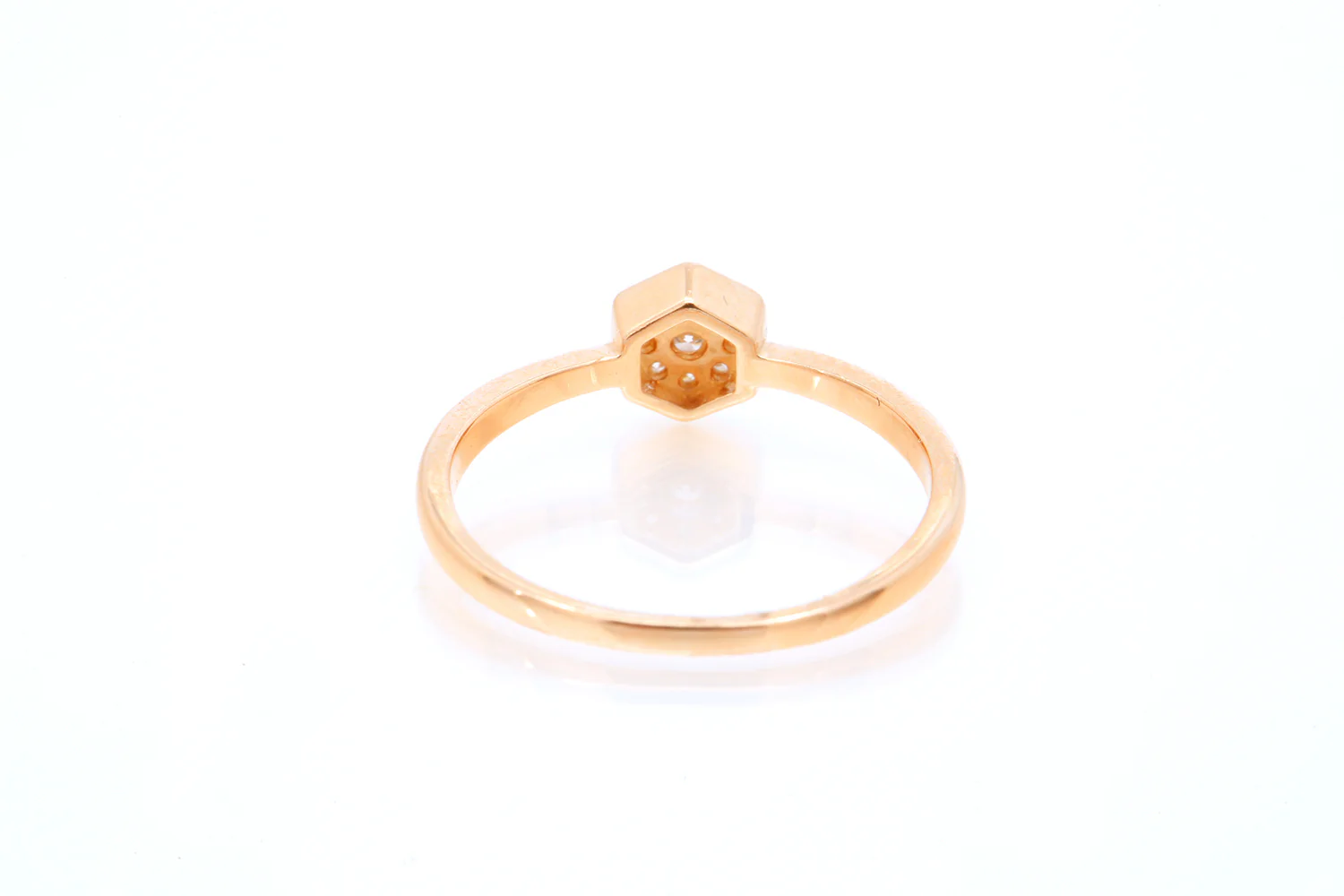 SNJ Geometric Stackable Hexagon Diamond 14k 585 Rose Gold Band Ring Size 7 - Image 5