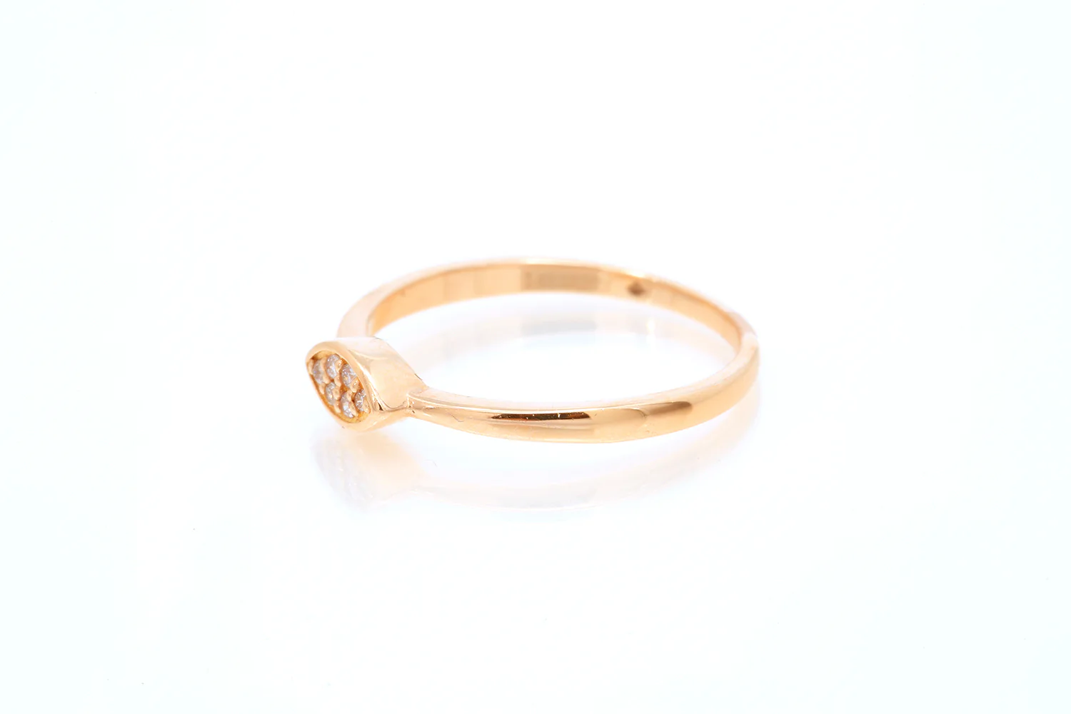 SNJ Geometric Stackable Marquise Diamond 14k 585 Rose Gold Band Ring Size 7 - Image 2
