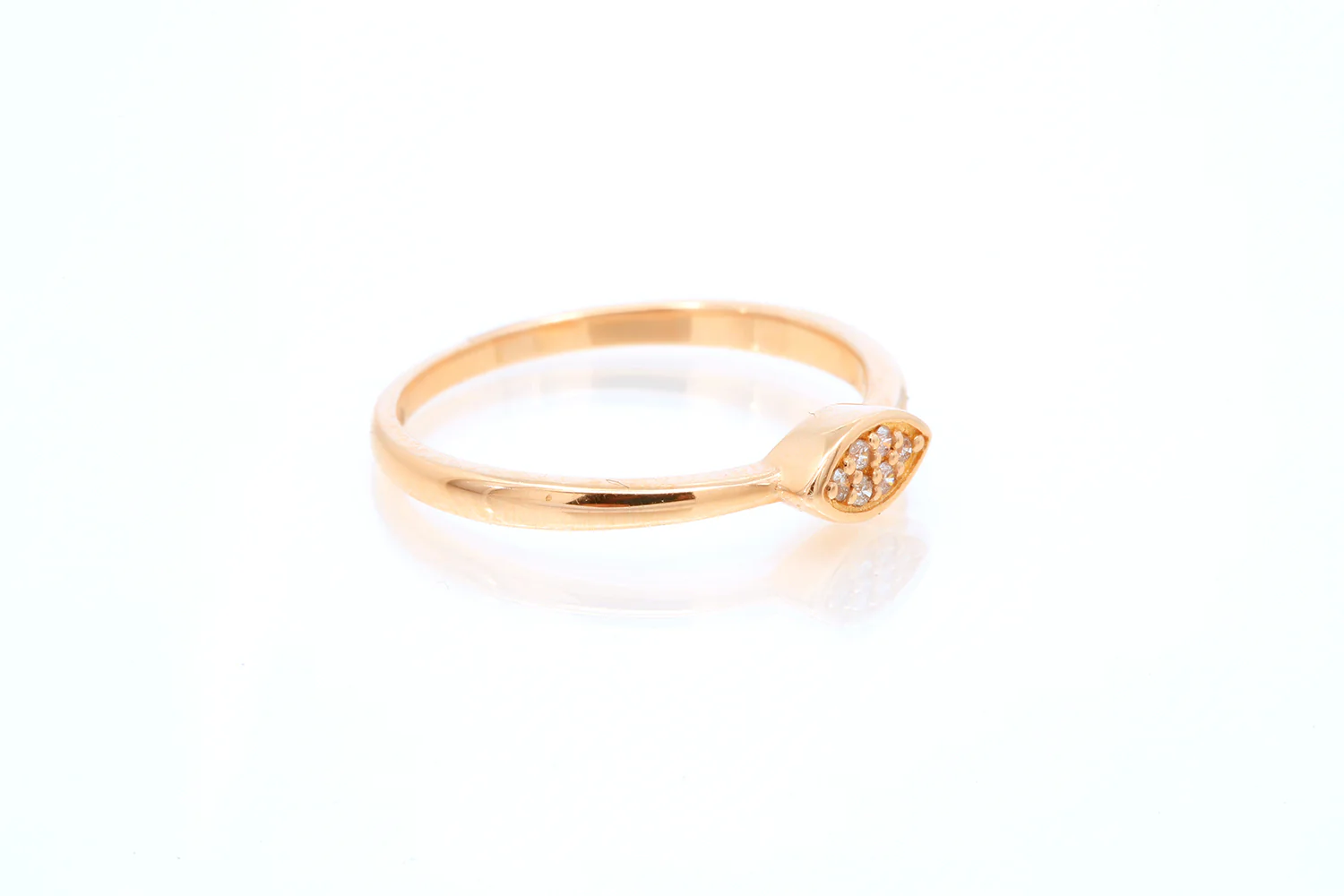 SNJ Geometric Stackable Marquise Diamond 14k 585 Rose Gold Band Ring Size 7 - Image 3