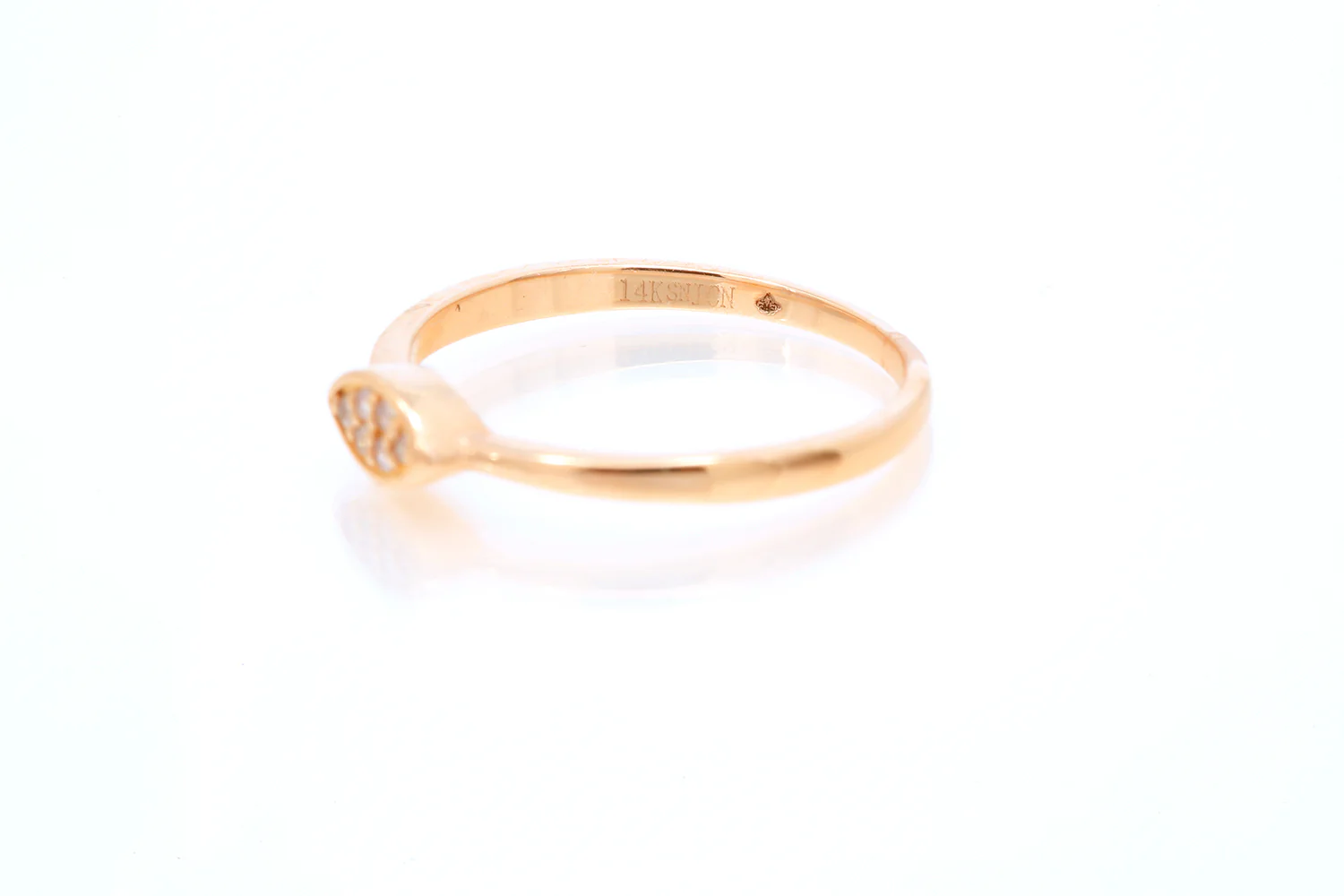 SNJ Geometric Stackable Marquise Diamond 14k 585 Rose Gold Band Ring Size 7 - Image 5