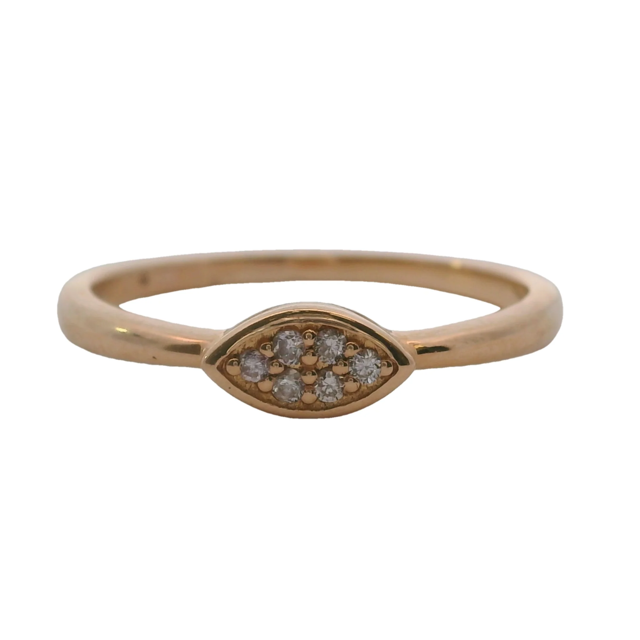 SNJ Geometric Stackable Marquise Diamond 14k 585 Rose Gold Band Ring Size 7
