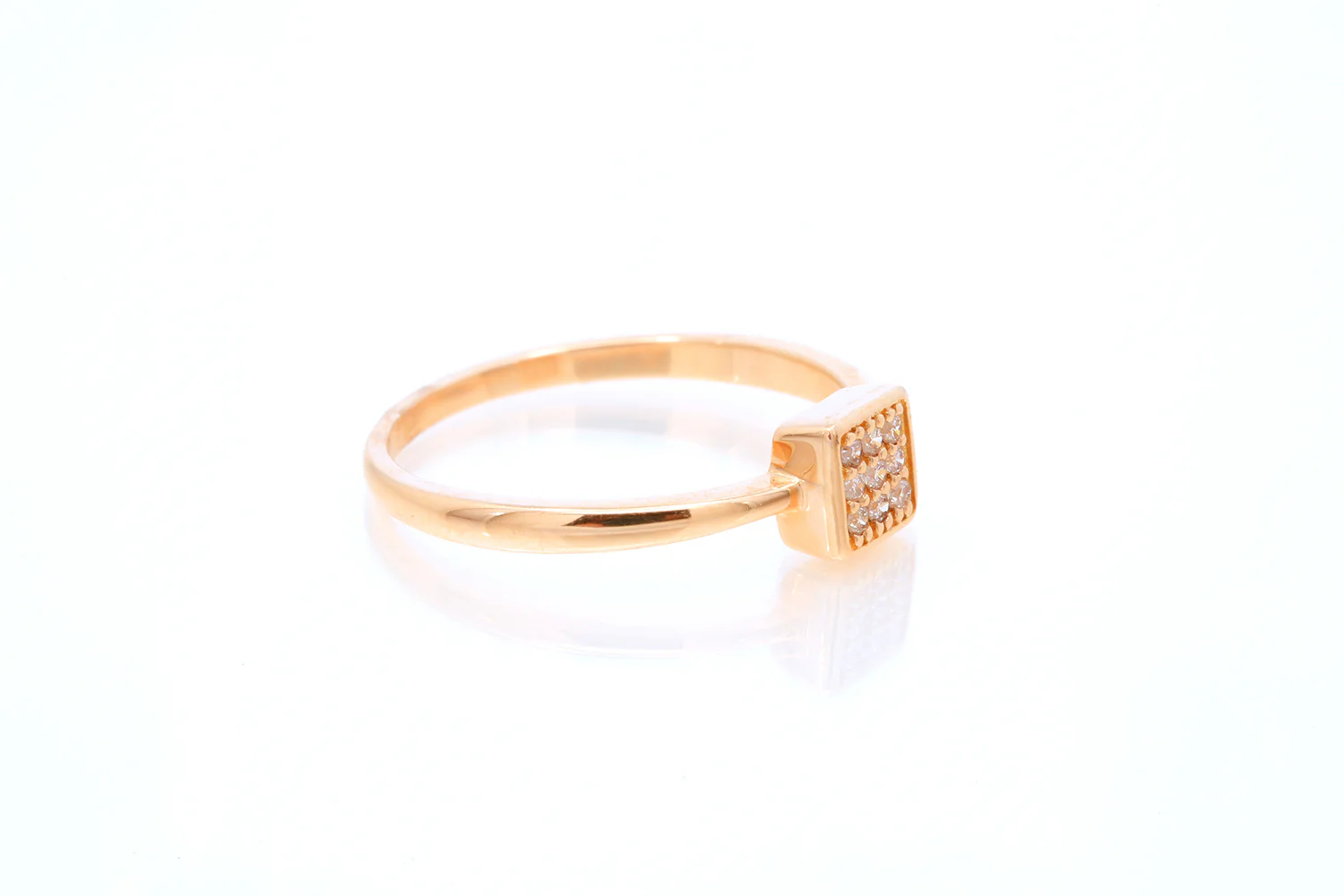 SNJ Geometric Stackable Square Diamond 14k 585 Rose Gold Band Ring Size 7 - Image 2