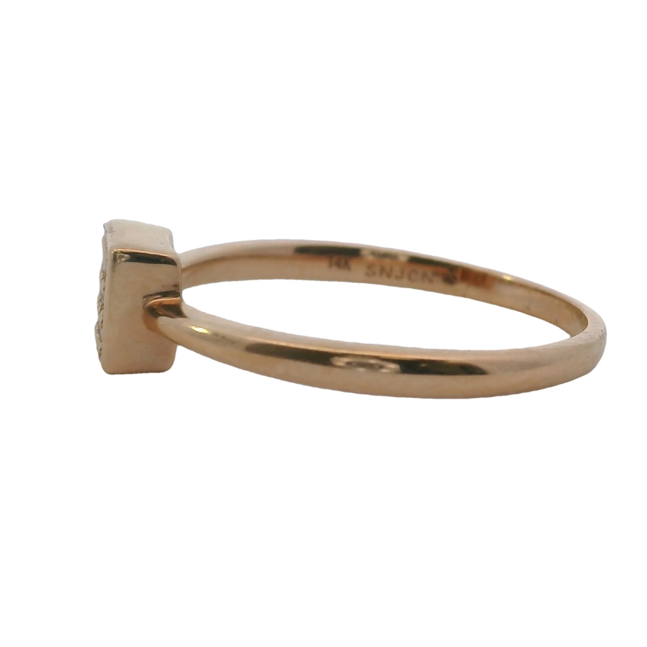 SNJ Geometric Stackable Square Diamond 14k 585 Rose Gold Band Ring Size 7 - Image 2