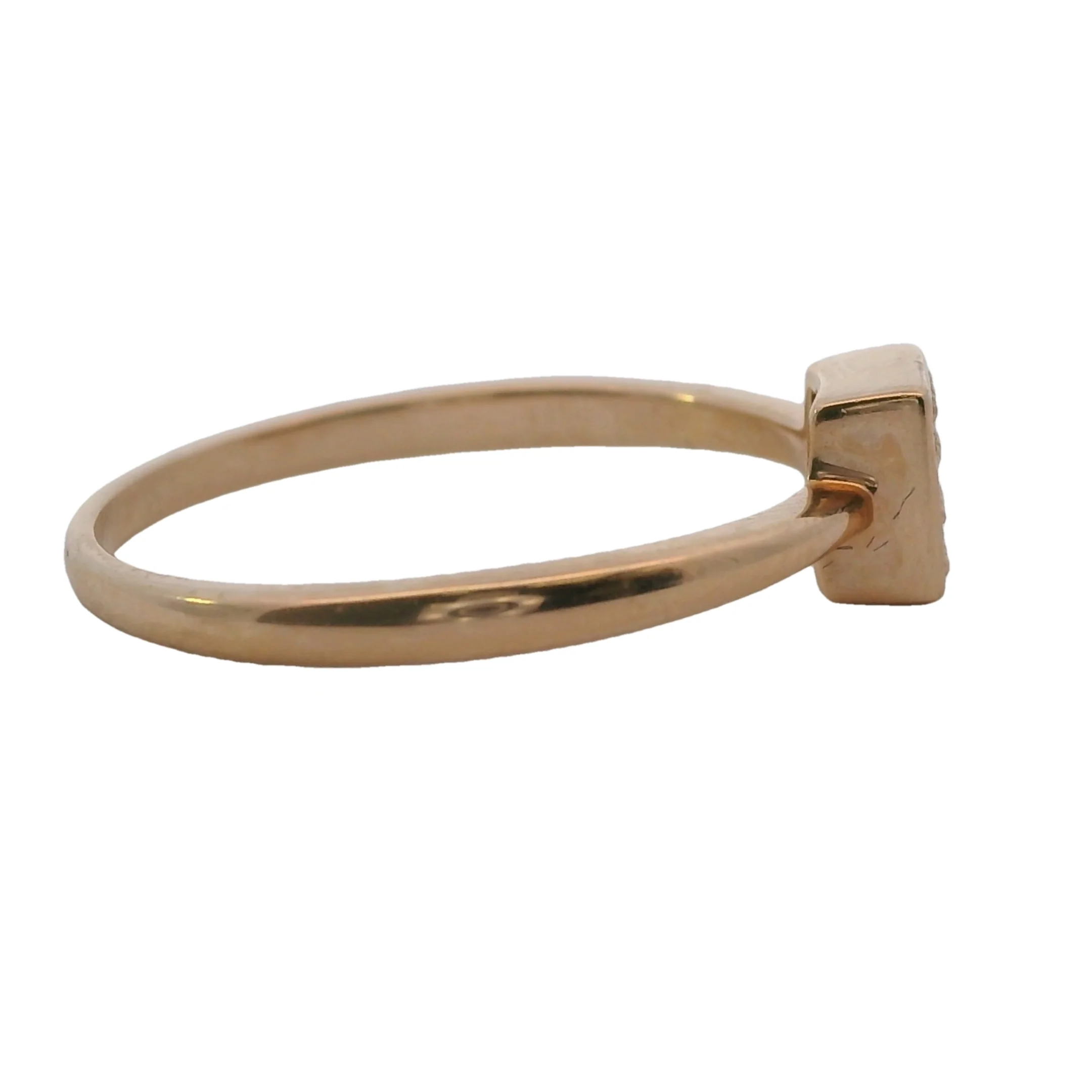 SNJ Geometric Stackable Square Diamond 14k 585 Rose Gold Band Ring Size 7 - Image 3