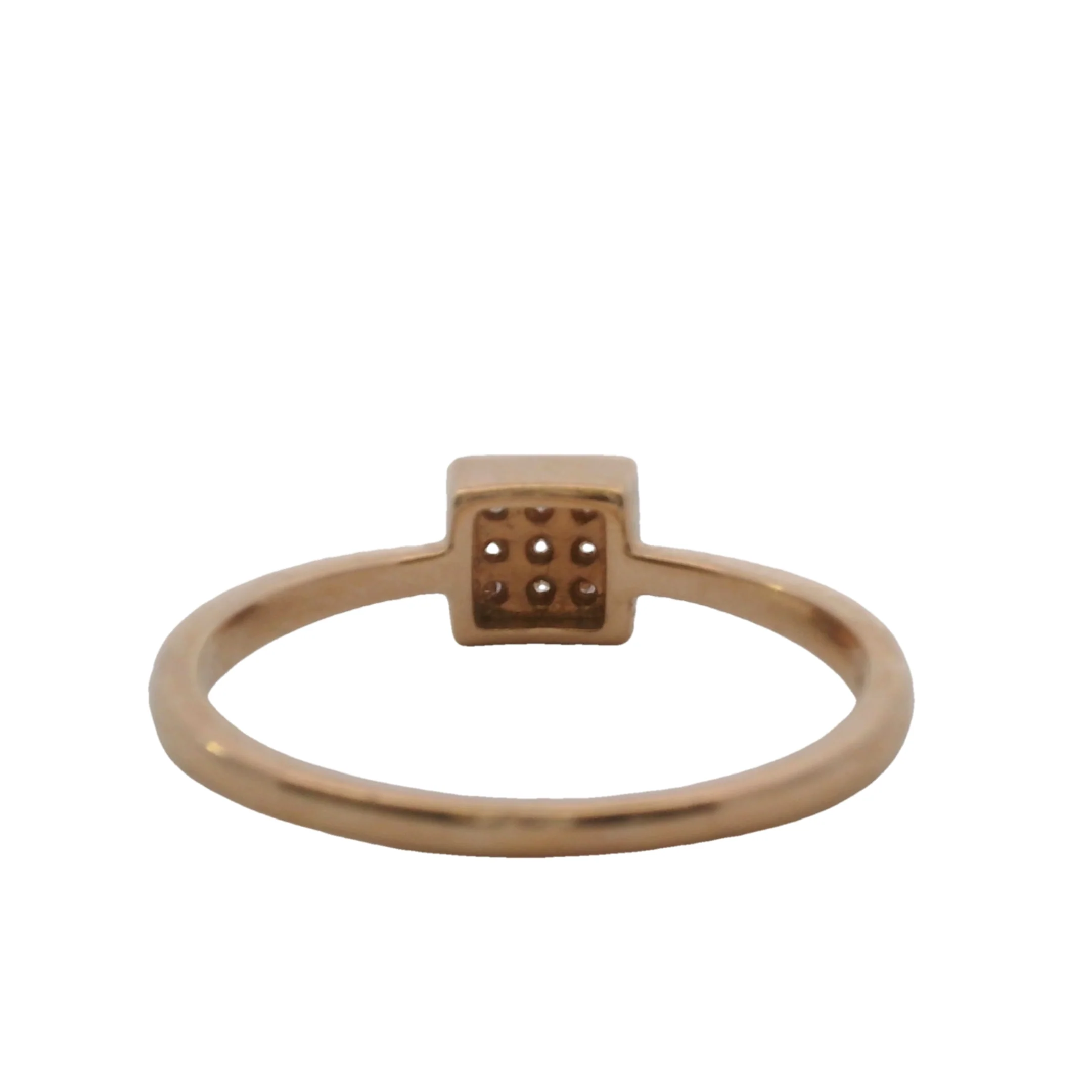 SNJ Geometric Stackable Square Diamond 14k 585 Rose Gold Band Ring Size 7 - Image 4