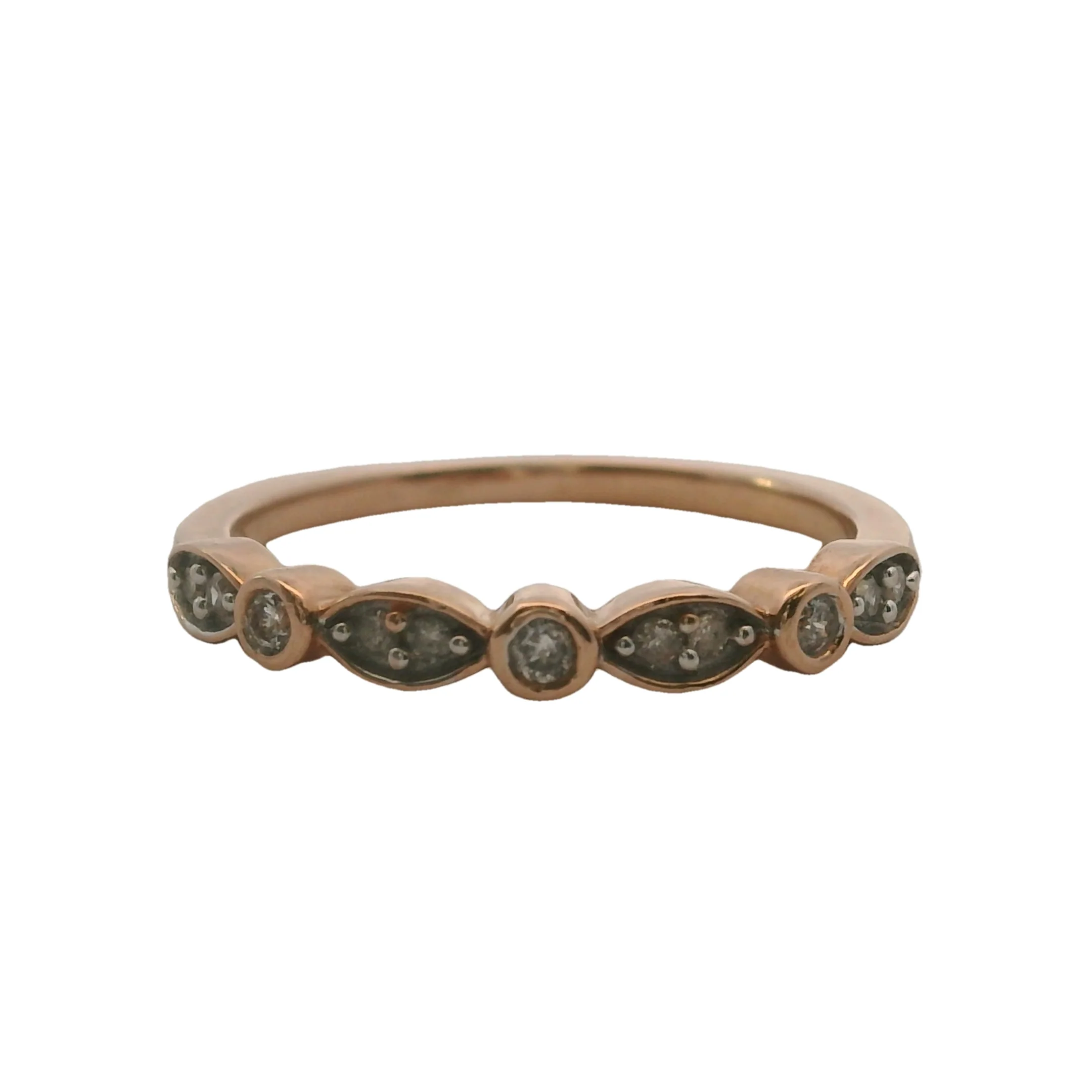 Solid 10kt Rose Gold and 0.11ctw Diamond Accent Wedding Band Ring
