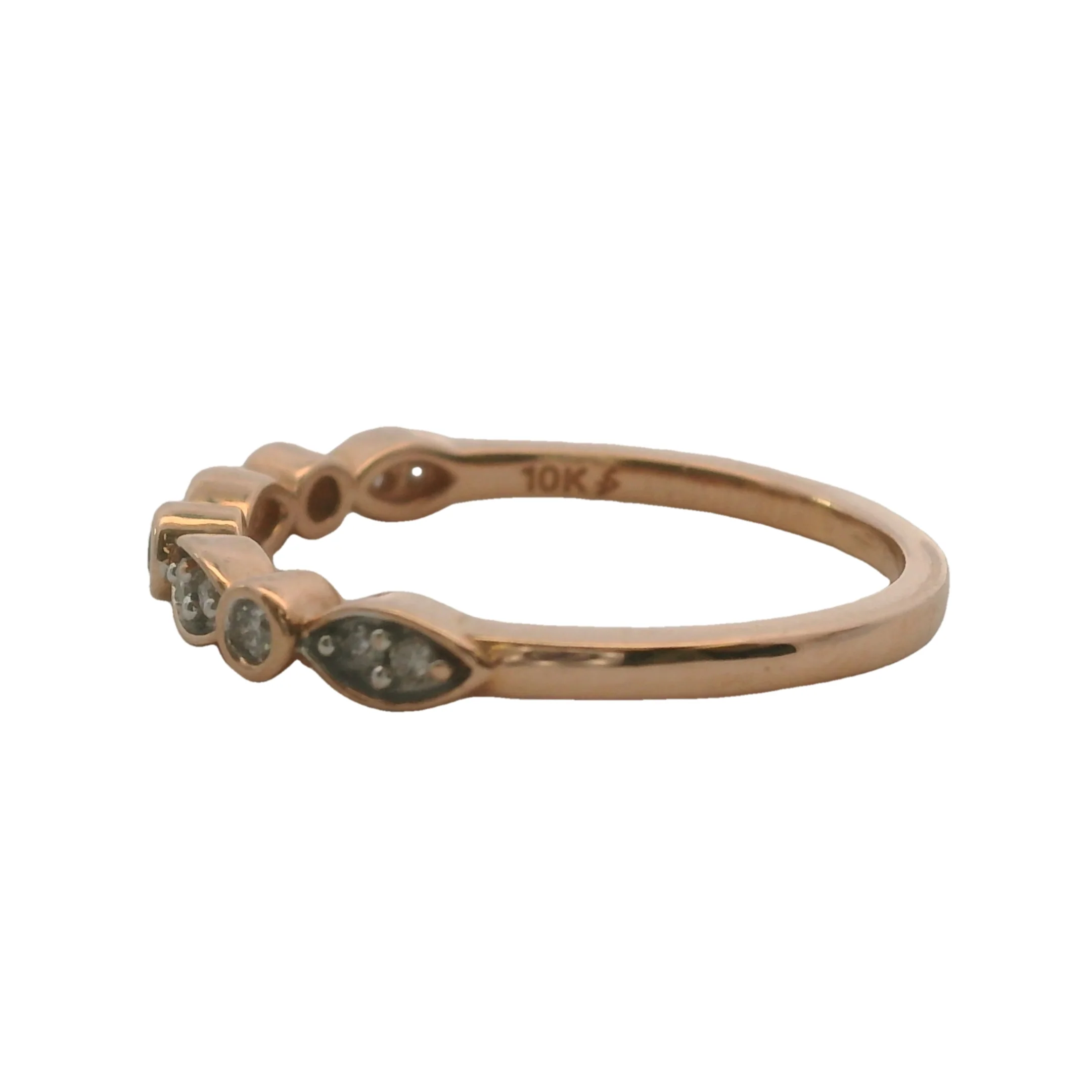 Solid 10kt Rose Gold and 0.11ctw Diamond Accent Wedding Band Ring - Image 2