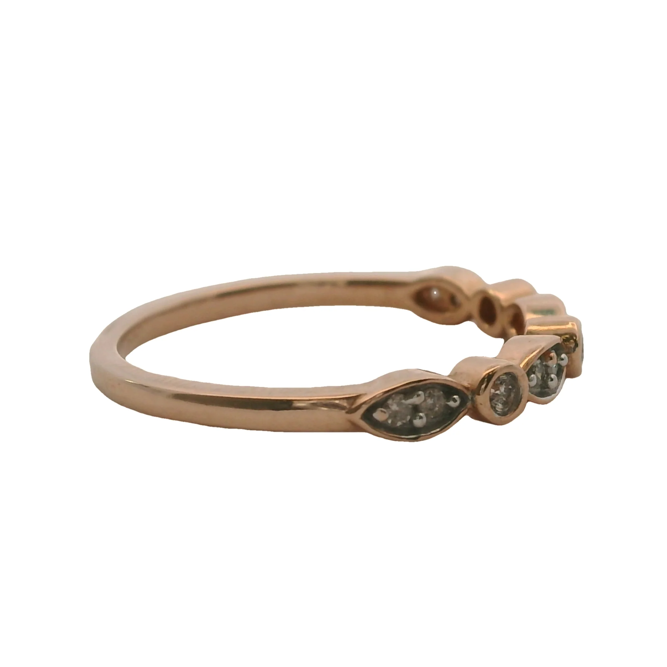 Solid 10kt Rose Gold and 0.11ctw Diamond Accent Wedding Band Ring - Image 3