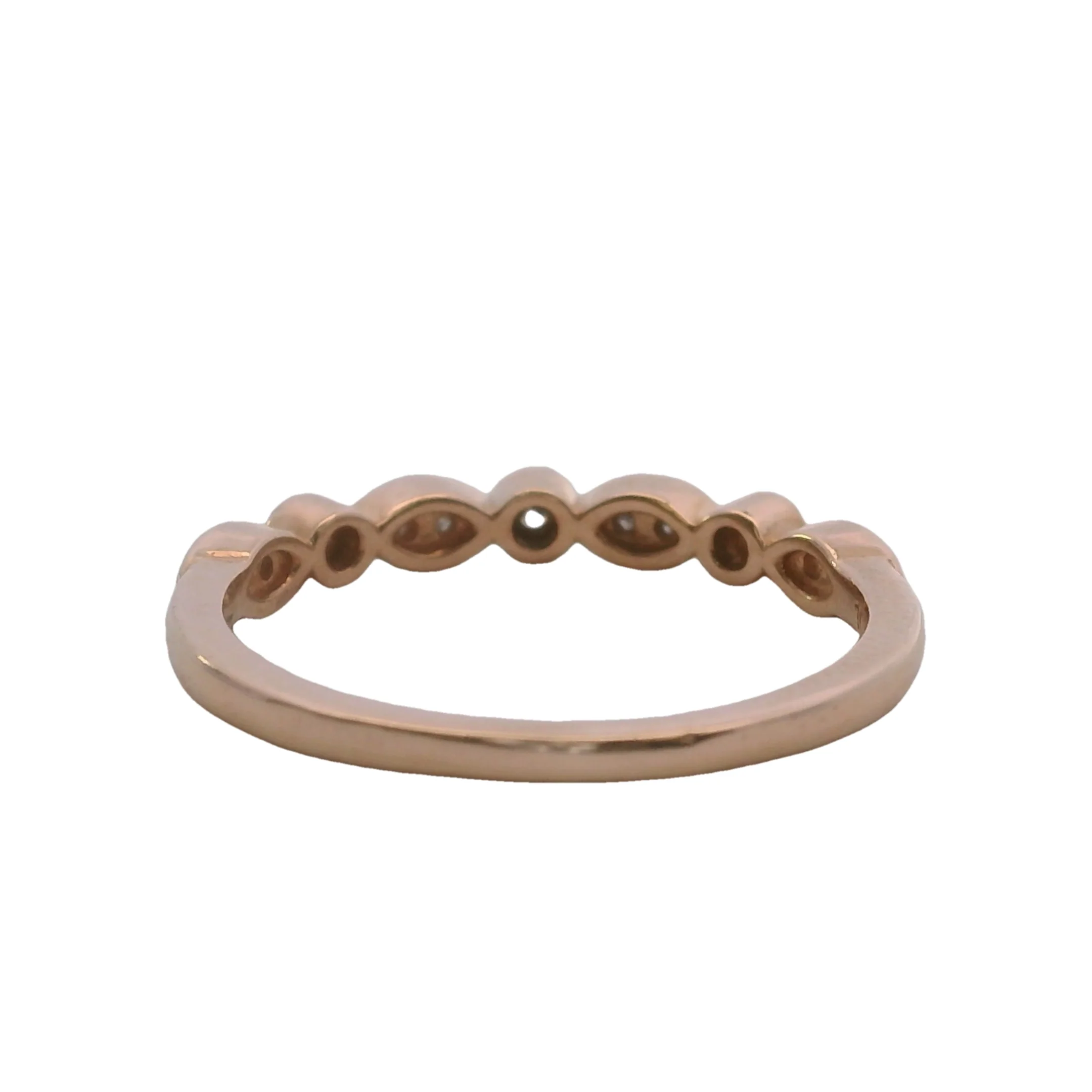 Solid 10kt Rose Gold and 0.11ctw Diamond Accent Wedding Band Ring - Image 4