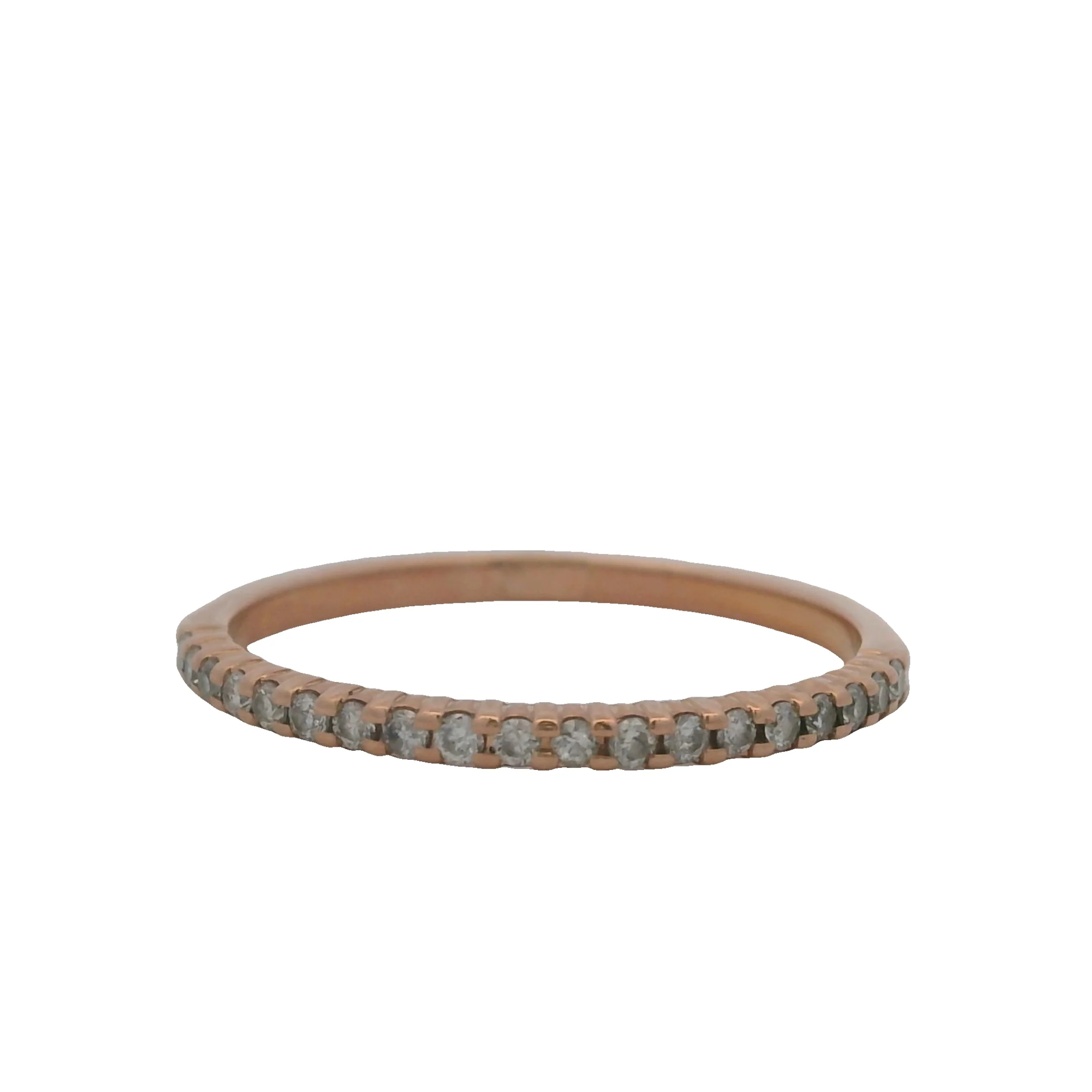 Solid 10kt Rose Gold and Diamond Thin 1.6mm Half-Eternity Band Ring Size 7