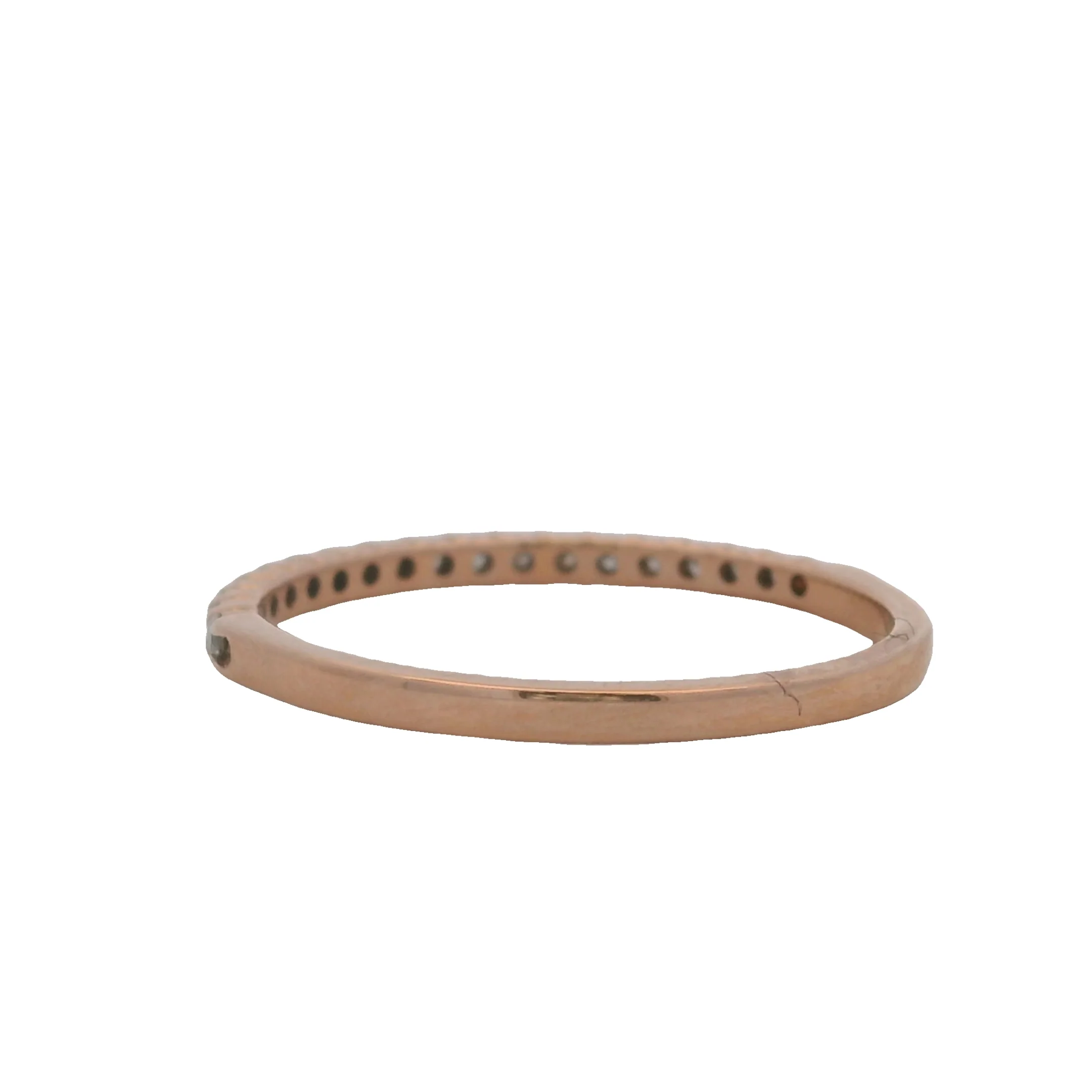 Solid 10kt Rose Gold and Diamond Thin 1.6mm Half-Eternity Band Ring Size 7 - Image 4
