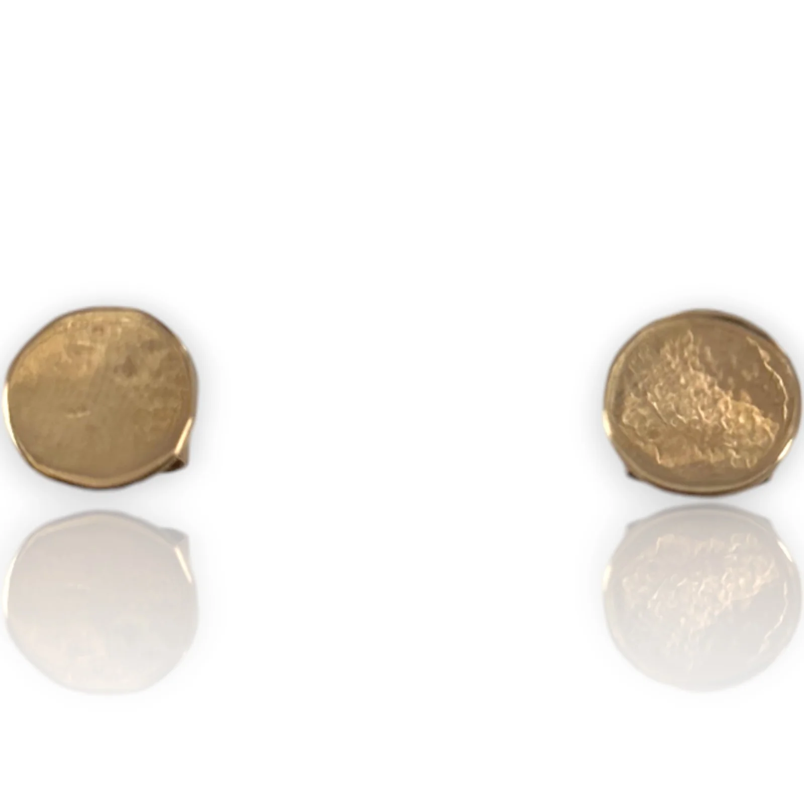 Solid 10kt Rose Gold Flat 8.8mm Disc Studs