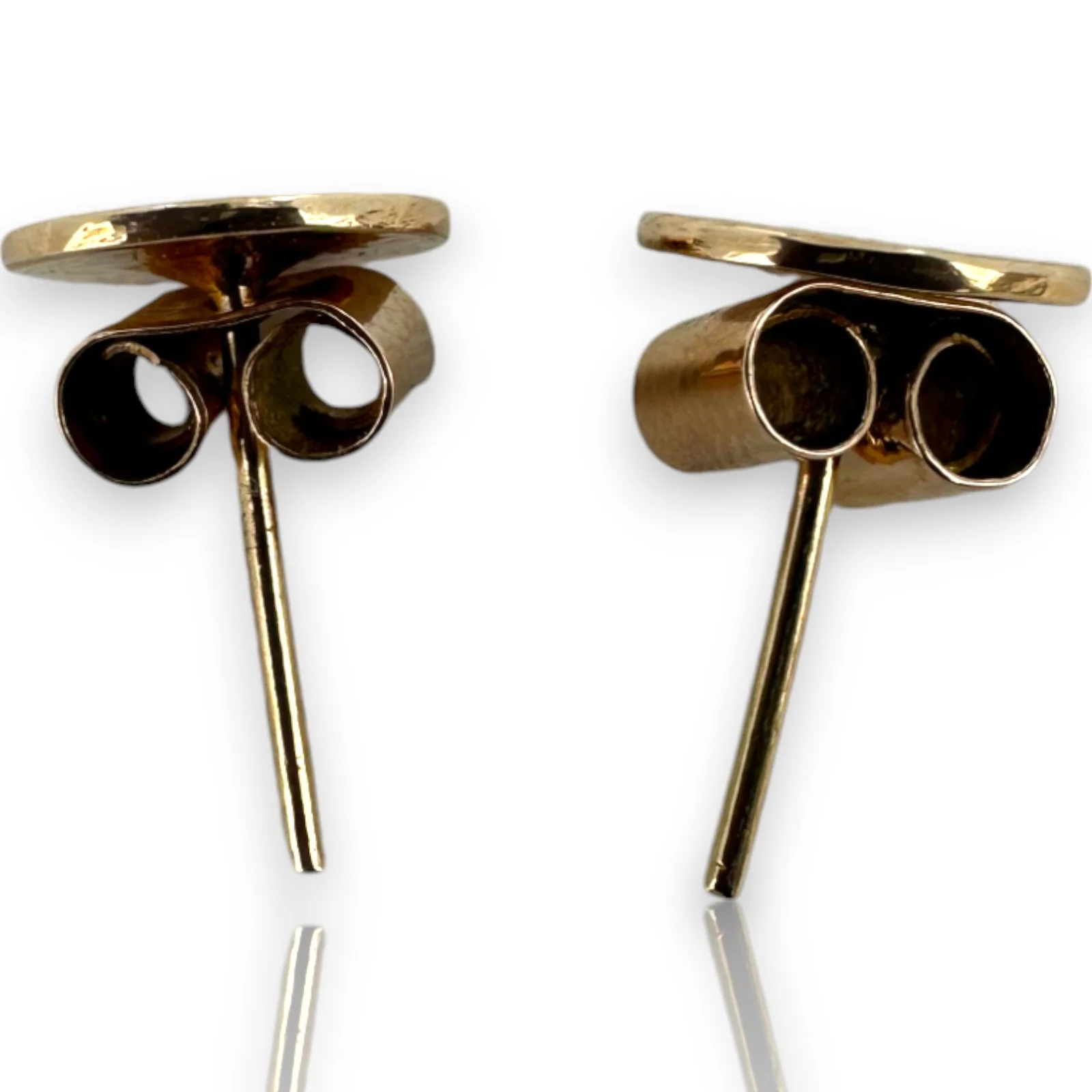 Solid 10kt Rose Gold Flat 8.8mm Disc Studs - Image 2