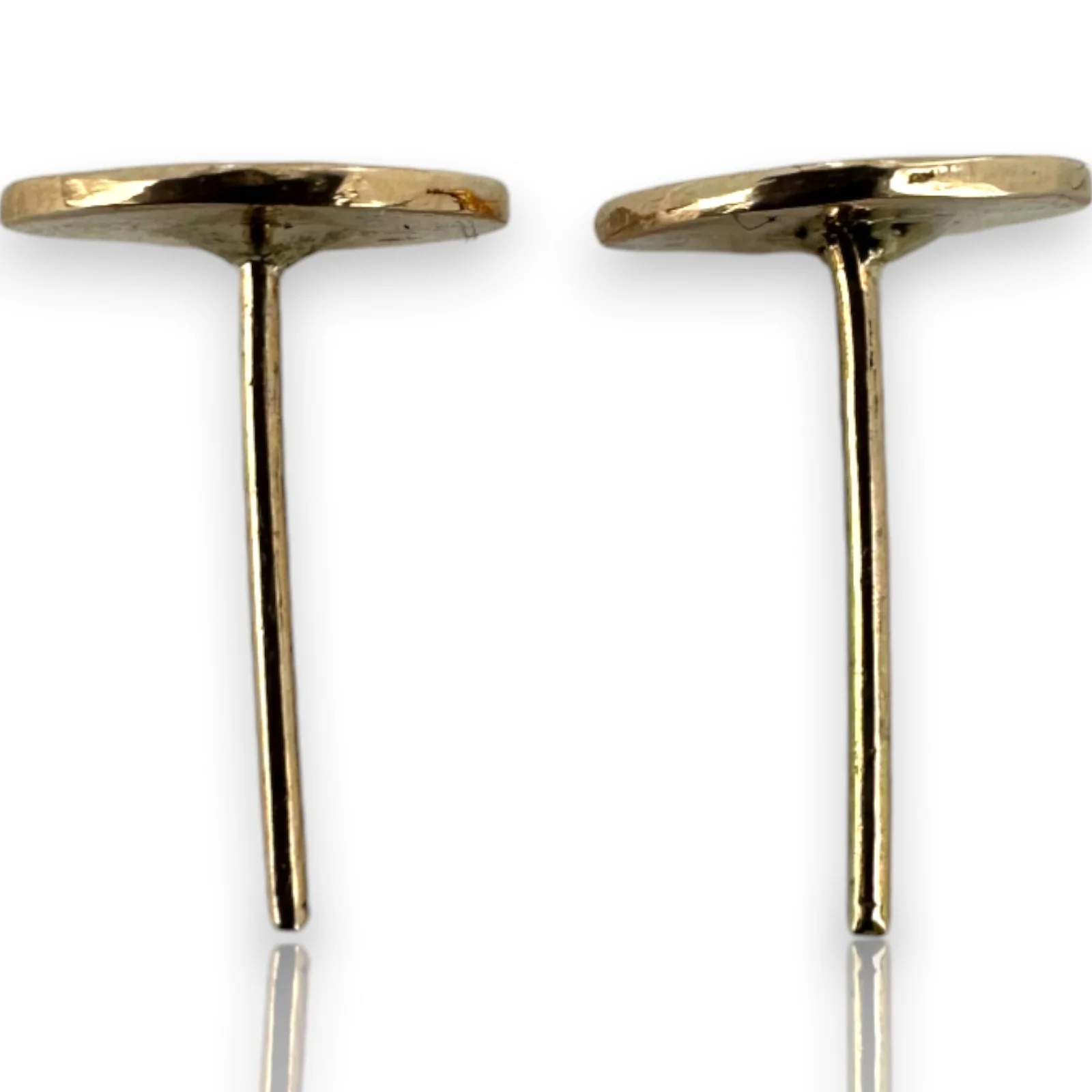 Solid 10kt Rose Gold Flat 8.8mm Disc Studs - Image 4