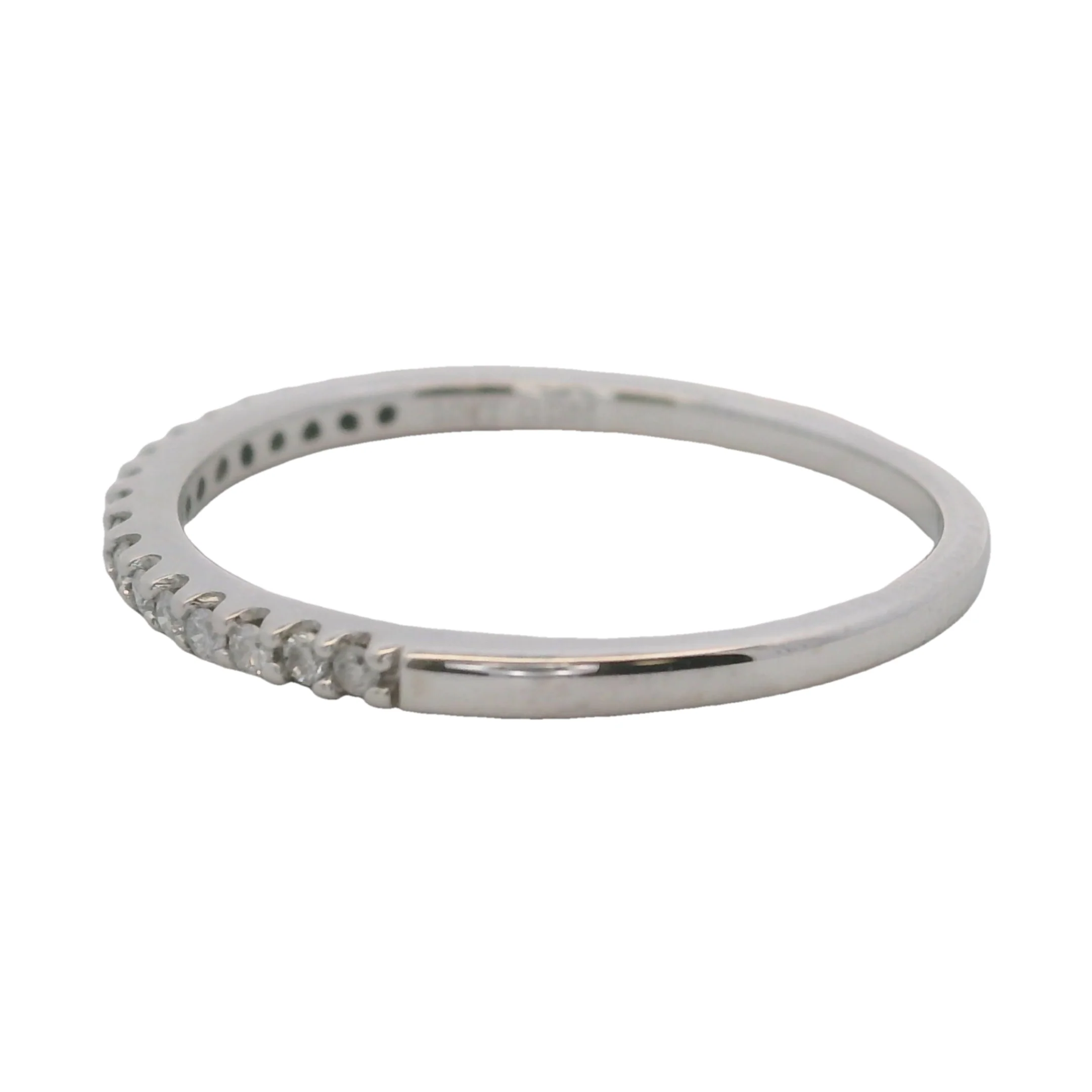 Solid 10kt White Gold and Diamond 1.5mm Thin Wedding Stackable Band Ring Size 6.75 - Image 2