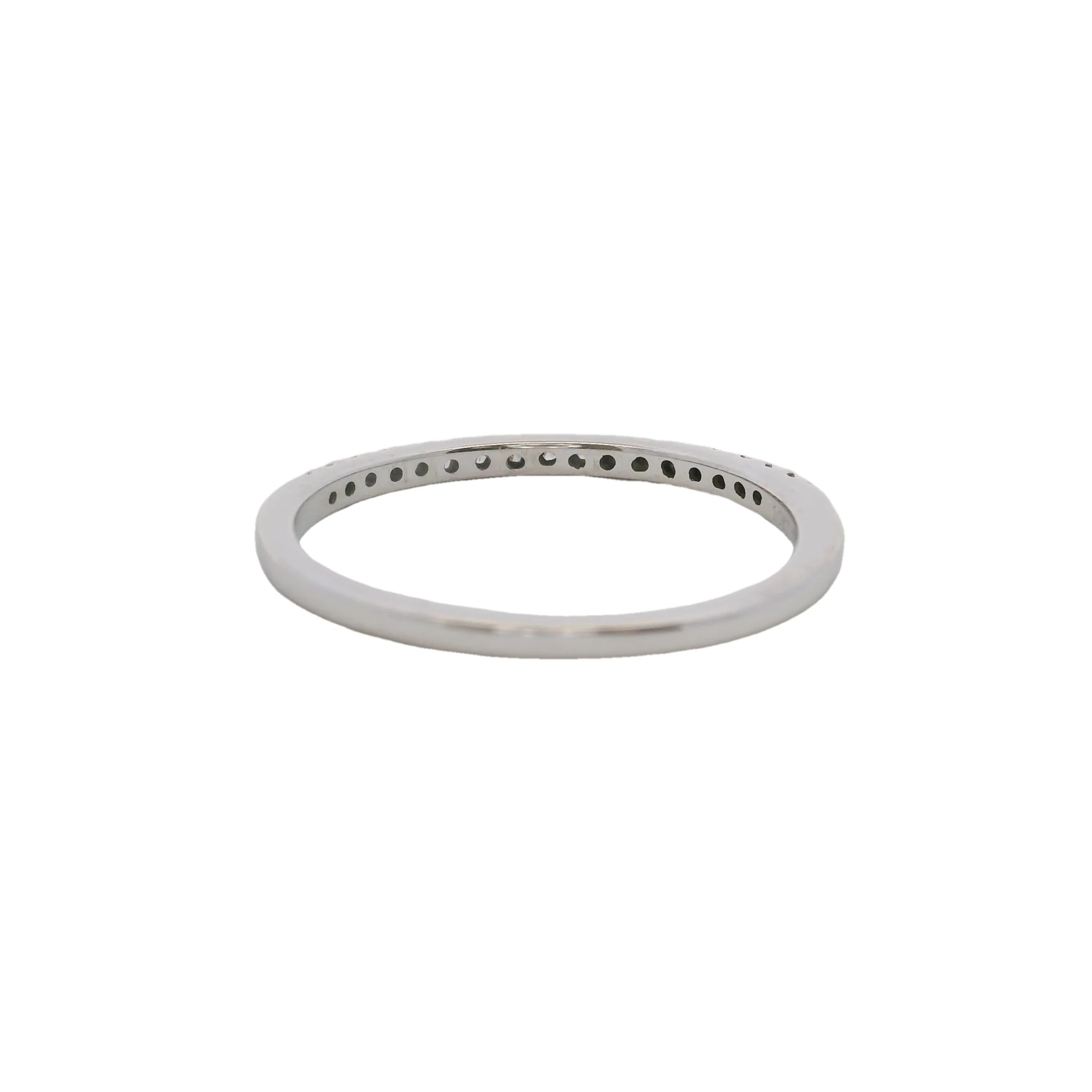 Solid 10kt White Gold and Diamond 1.5mm Thin Wedding Stackable Band Ring Size 6.75 - Image 4