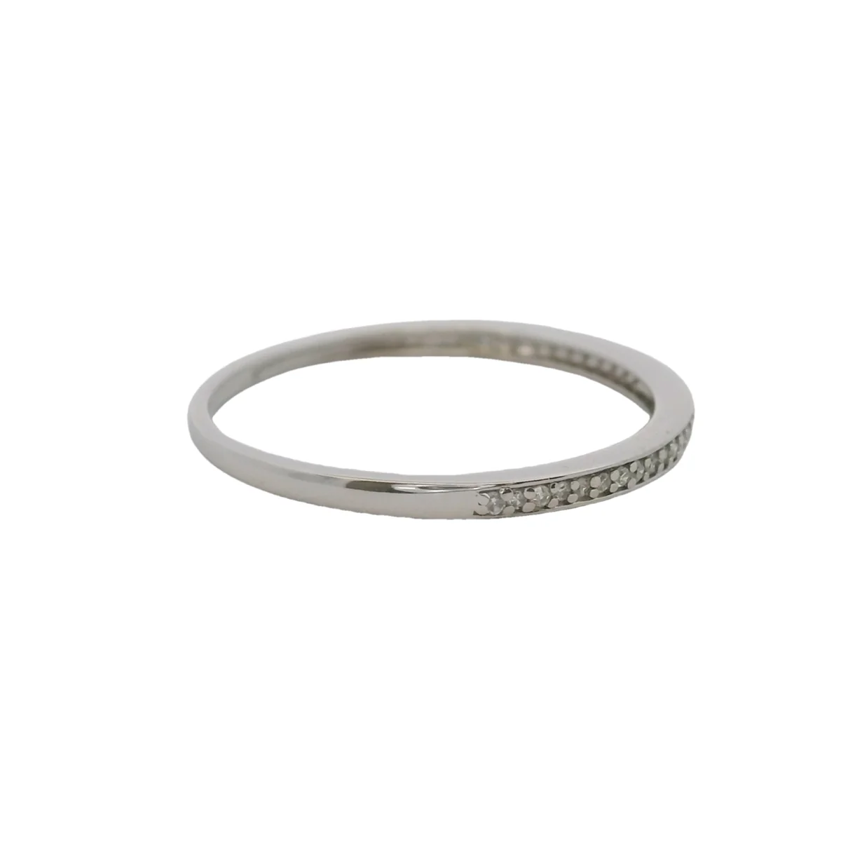 Solid 10kt White Gold and Diamond 1.7mm Thin Stackable Wedding Band Ring Size 7 - Image 4