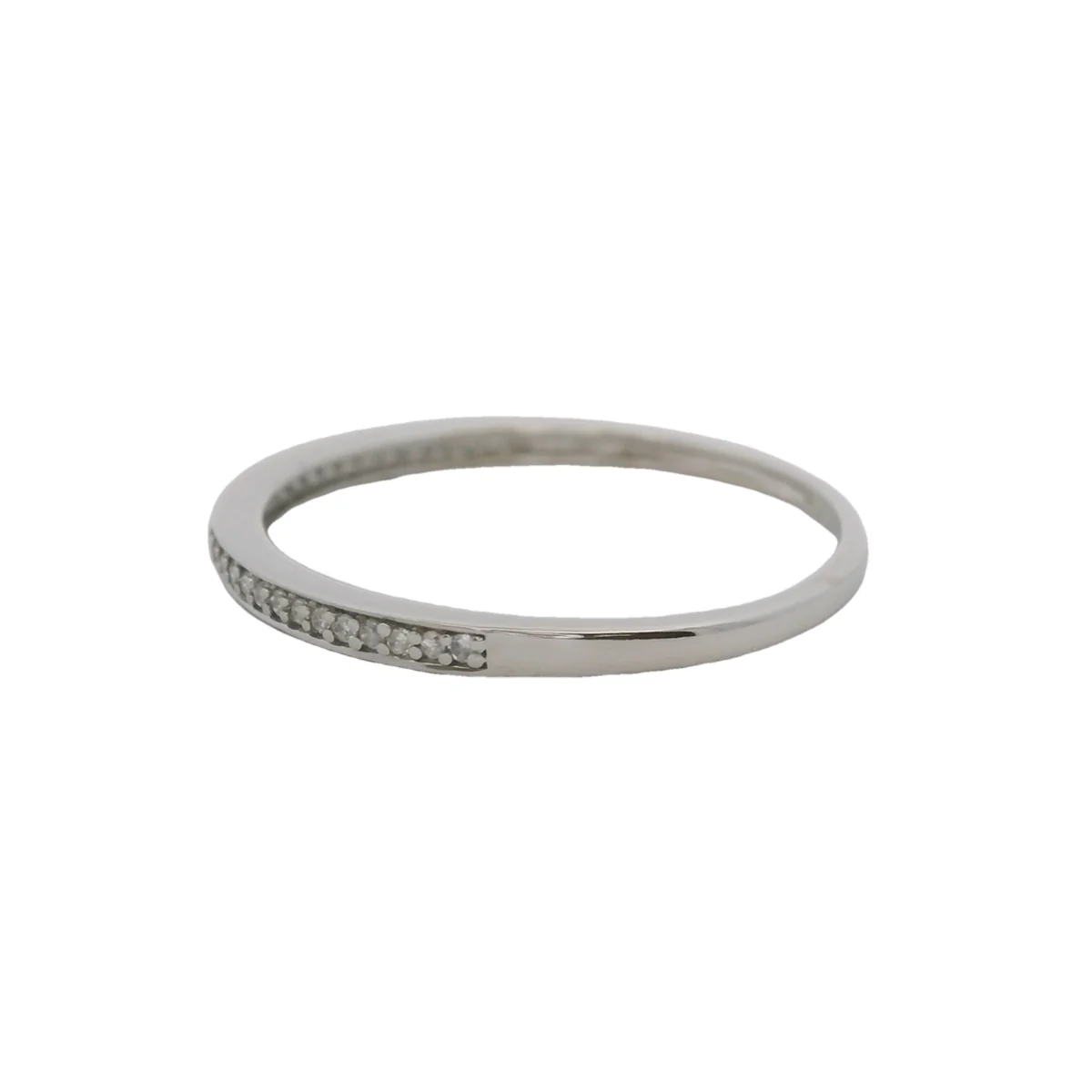 Solid 10kt White Gold and Diamond 1.7mm Thin Stackable Wedding Band Ring Size 7 - Image 5